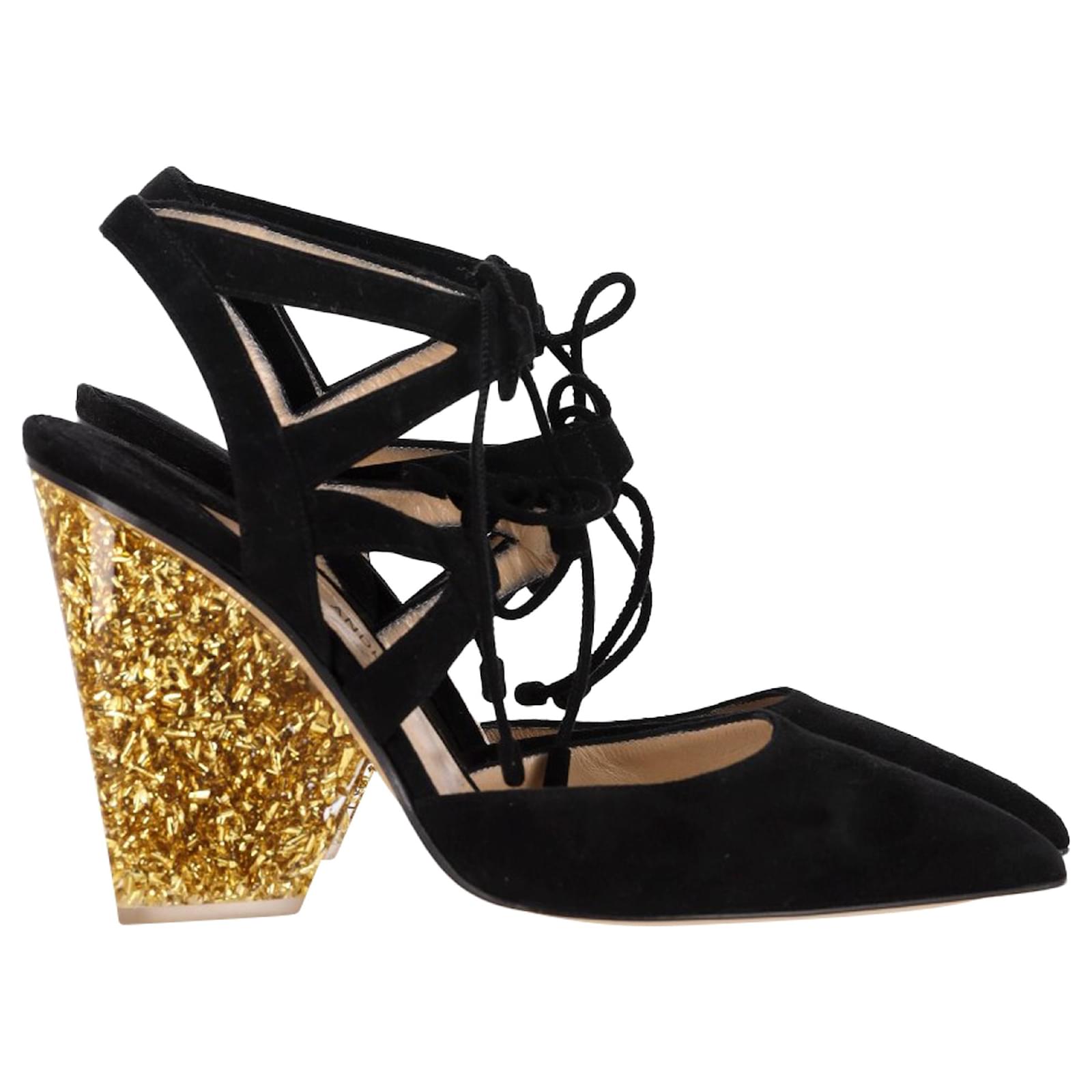  Paul Andrew x Edie Parker Laced Pumps in Black Suede  ref.2225637