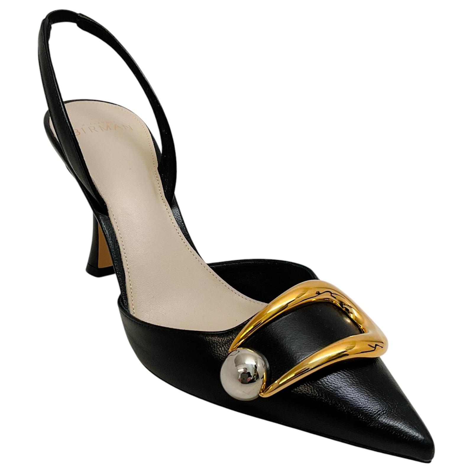 Alexandre Birman Black Leather Harper Slingback Pumps  ref.2225370
