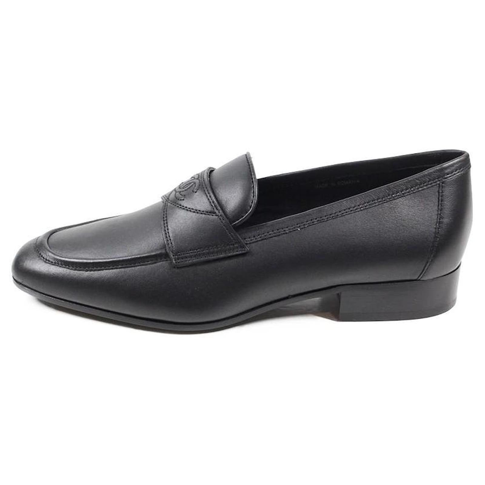 Chanel Flats Black Leather  ref.2110296