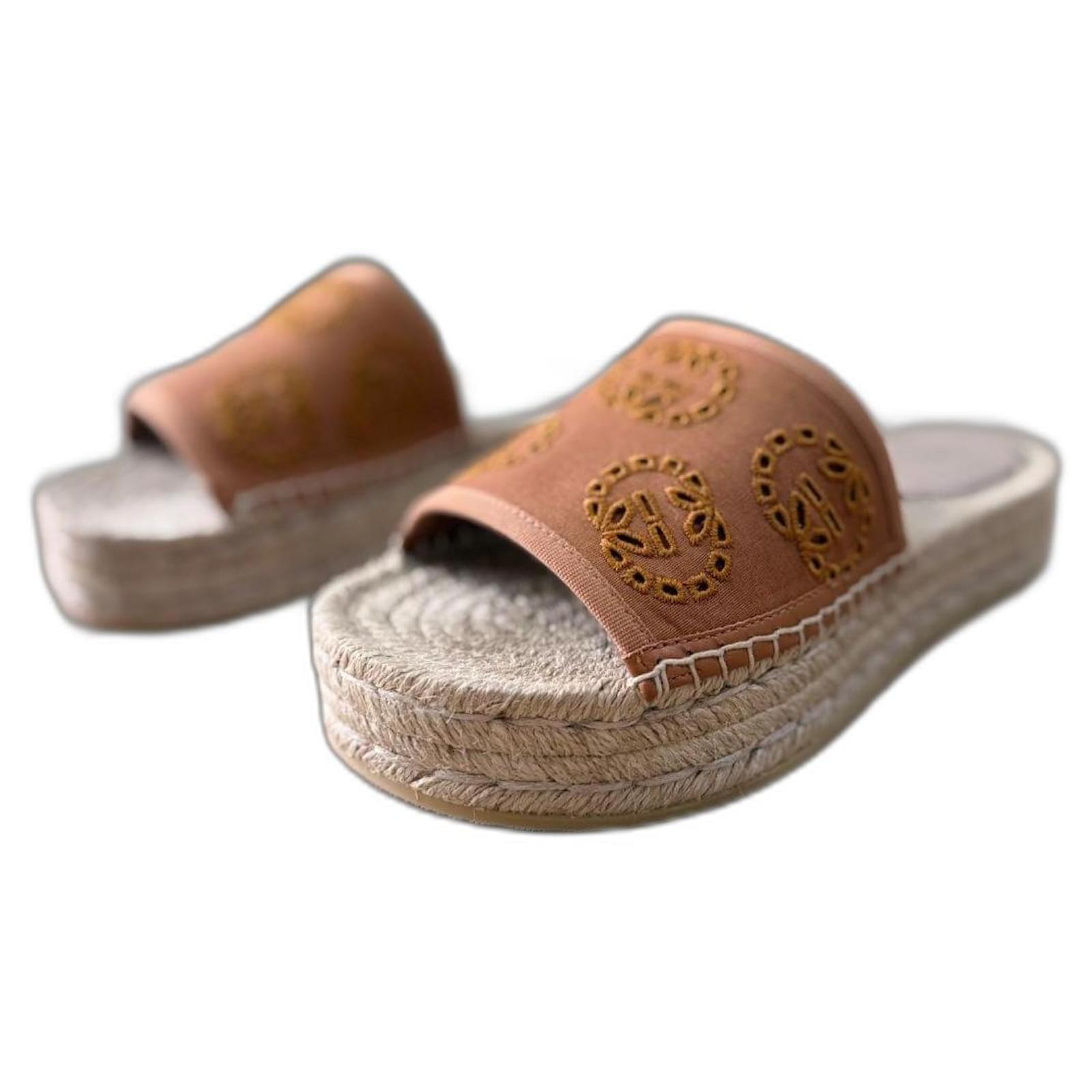 Gucci espadrille sandals Brown Beige Orange Cloth  ref.2223845