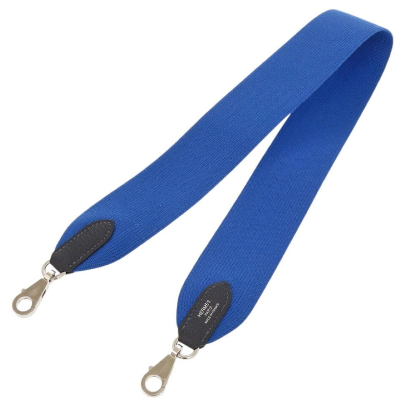 Hermès Hermes Blue Canvas Leather Shoulder Strap Cloth  ref.2220459