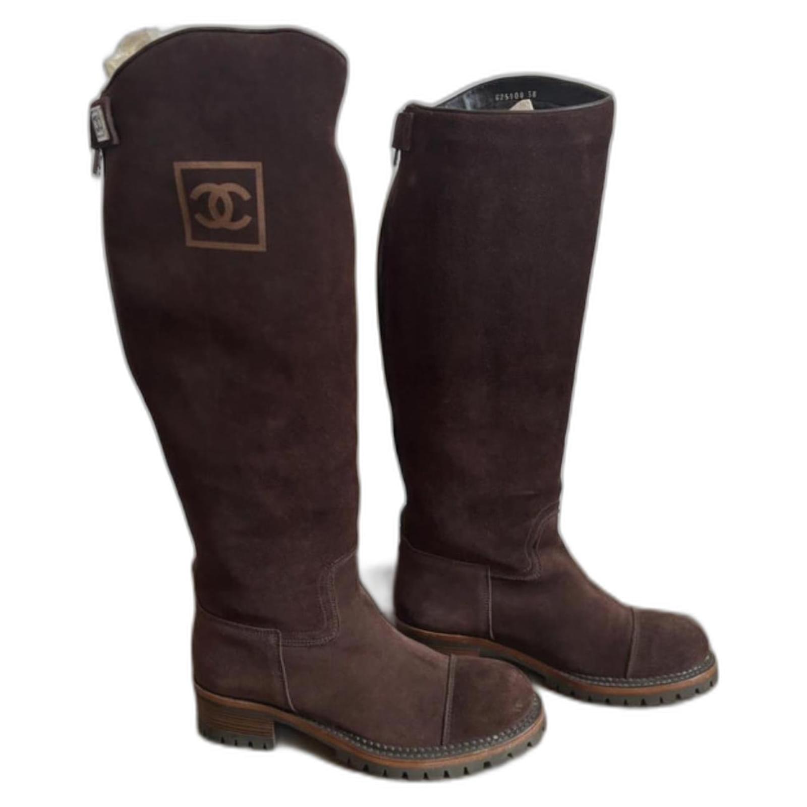 Chanel boots Brown Pony-style calfskin  ref.2217194