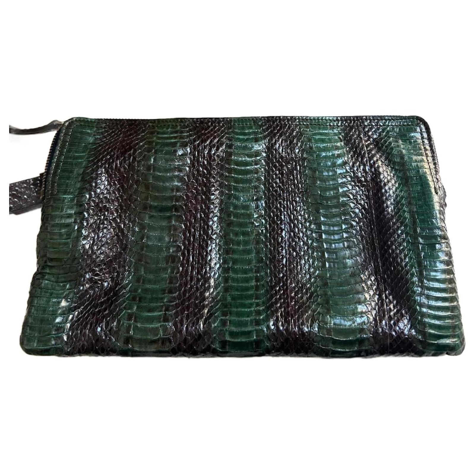 Lanvin pouch Dark green Leather  ref.2212883