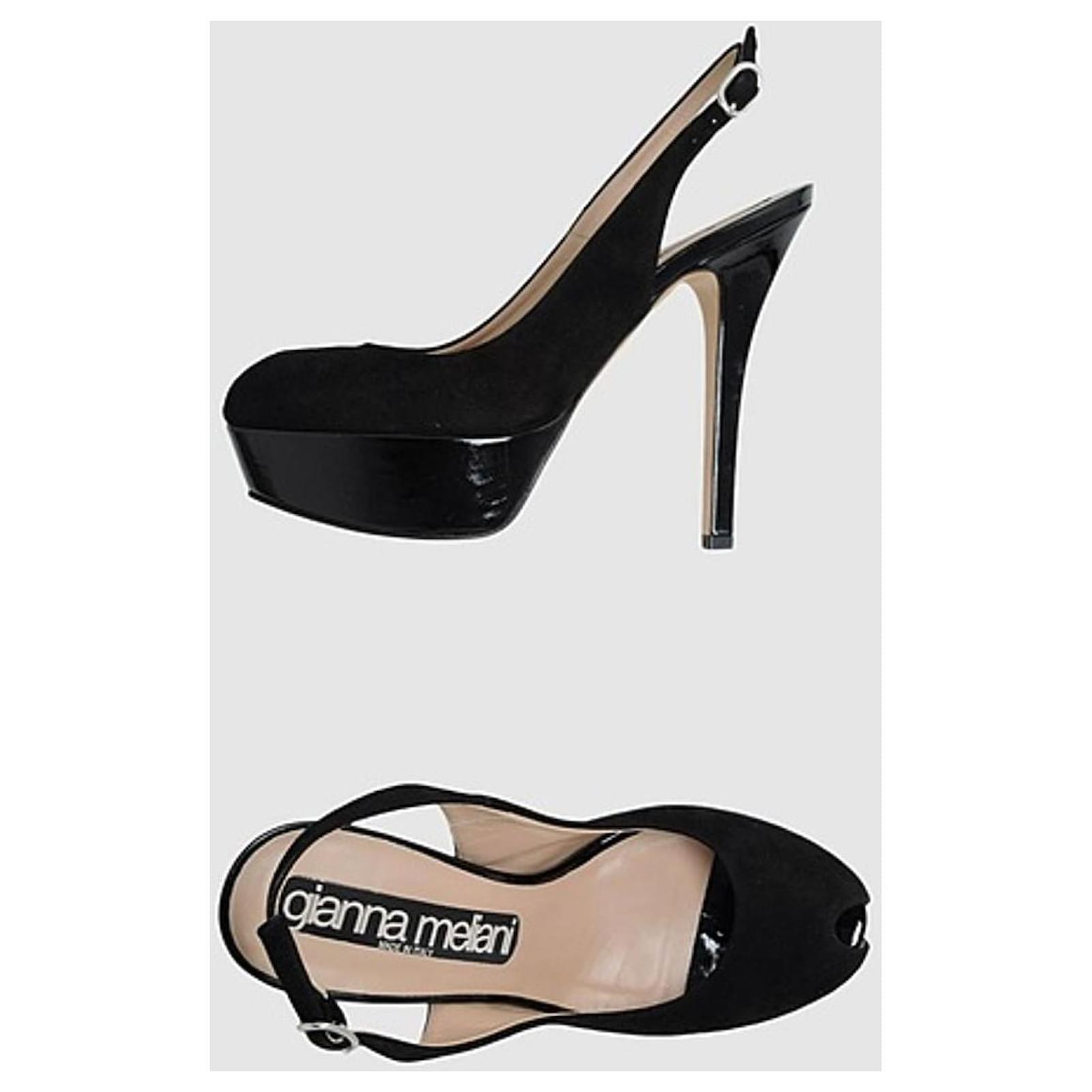 Beautiful GIANNA MELIANI slingbacks in black suede and patent leather size 37.5. Deerskin  ref.2218096