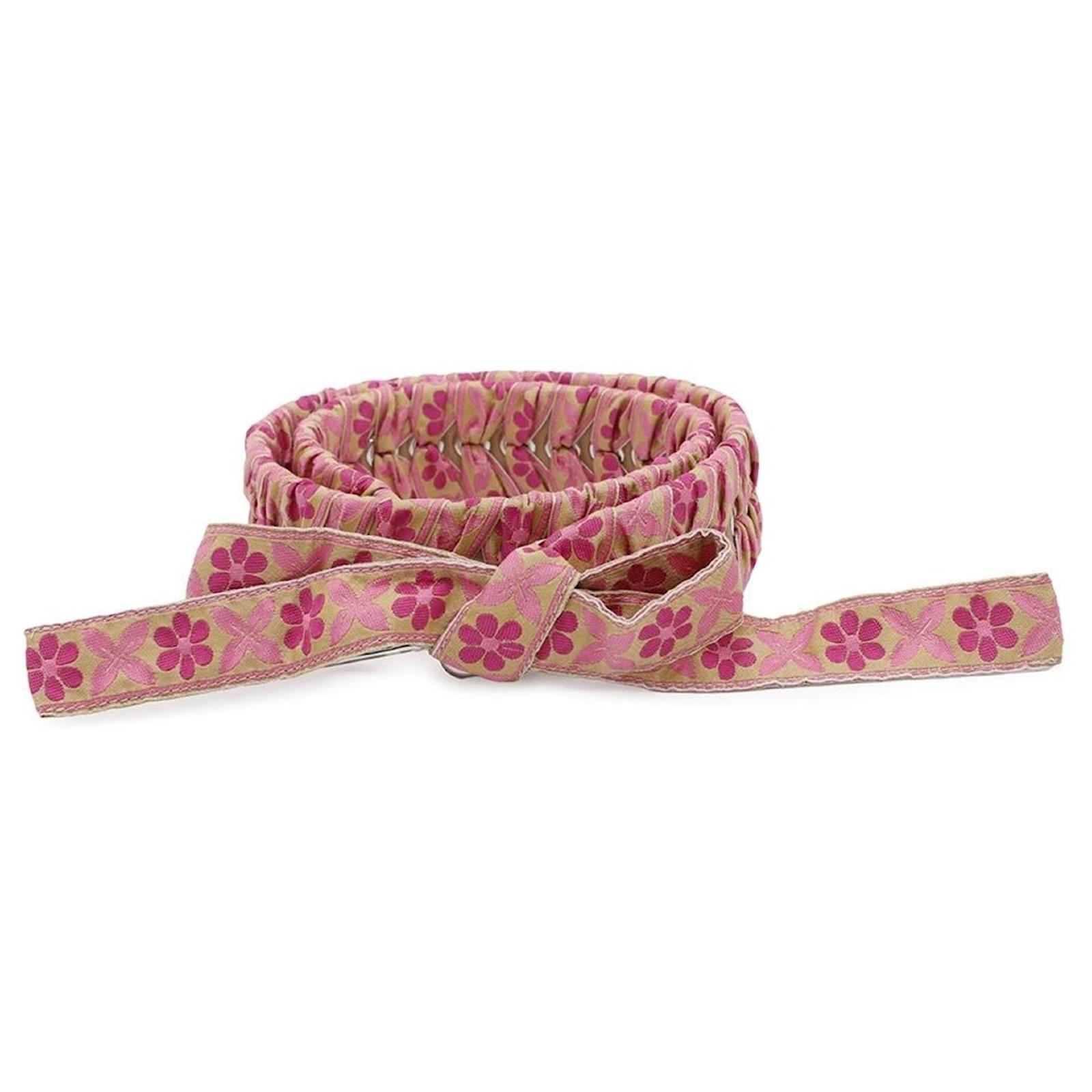 FENDI Shoulder Strap Ribbon You 8AV077 Pink Leather Cotton  ref.2218614