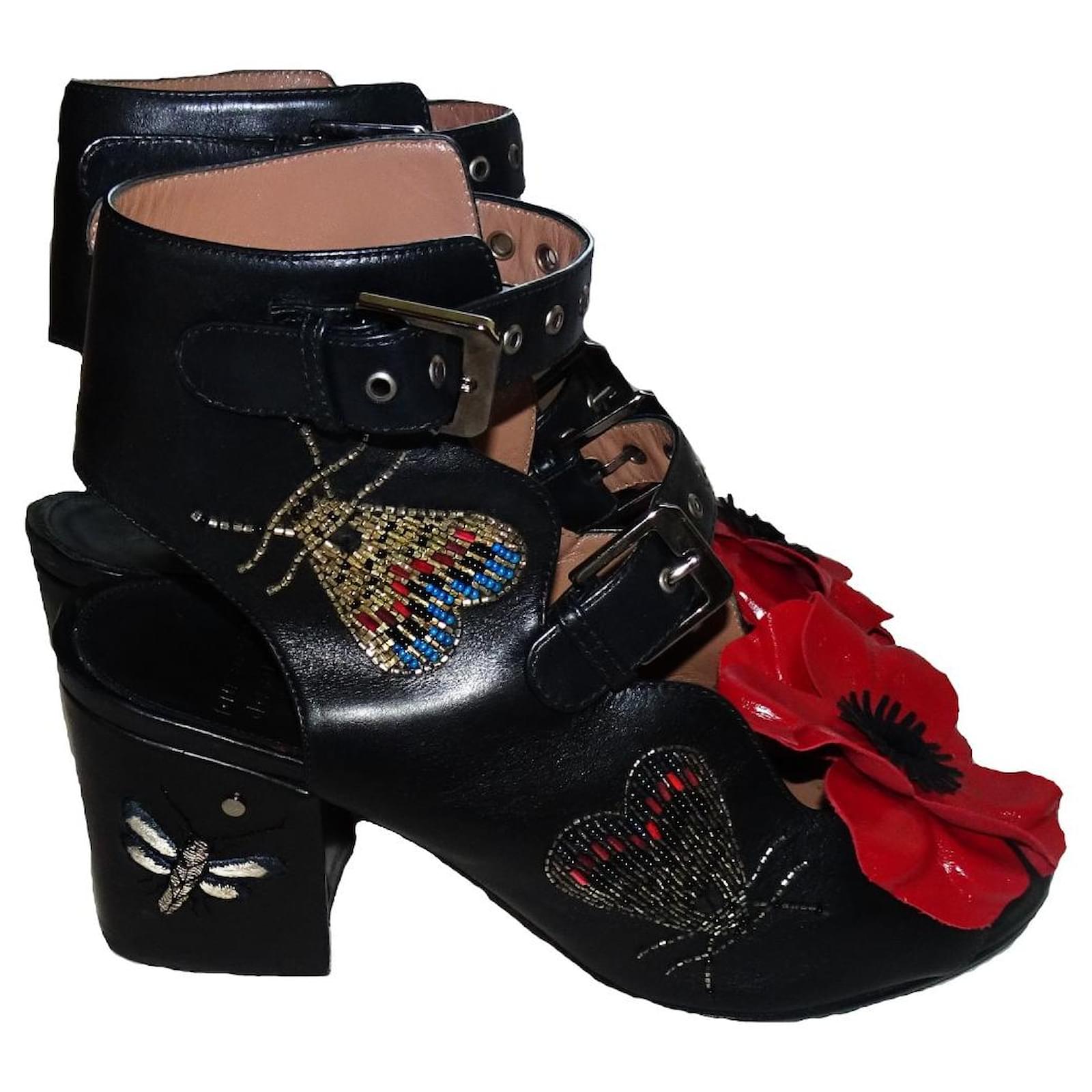 LAURENCE DACADE LEATHER SANDALS Black Red  ref.630749