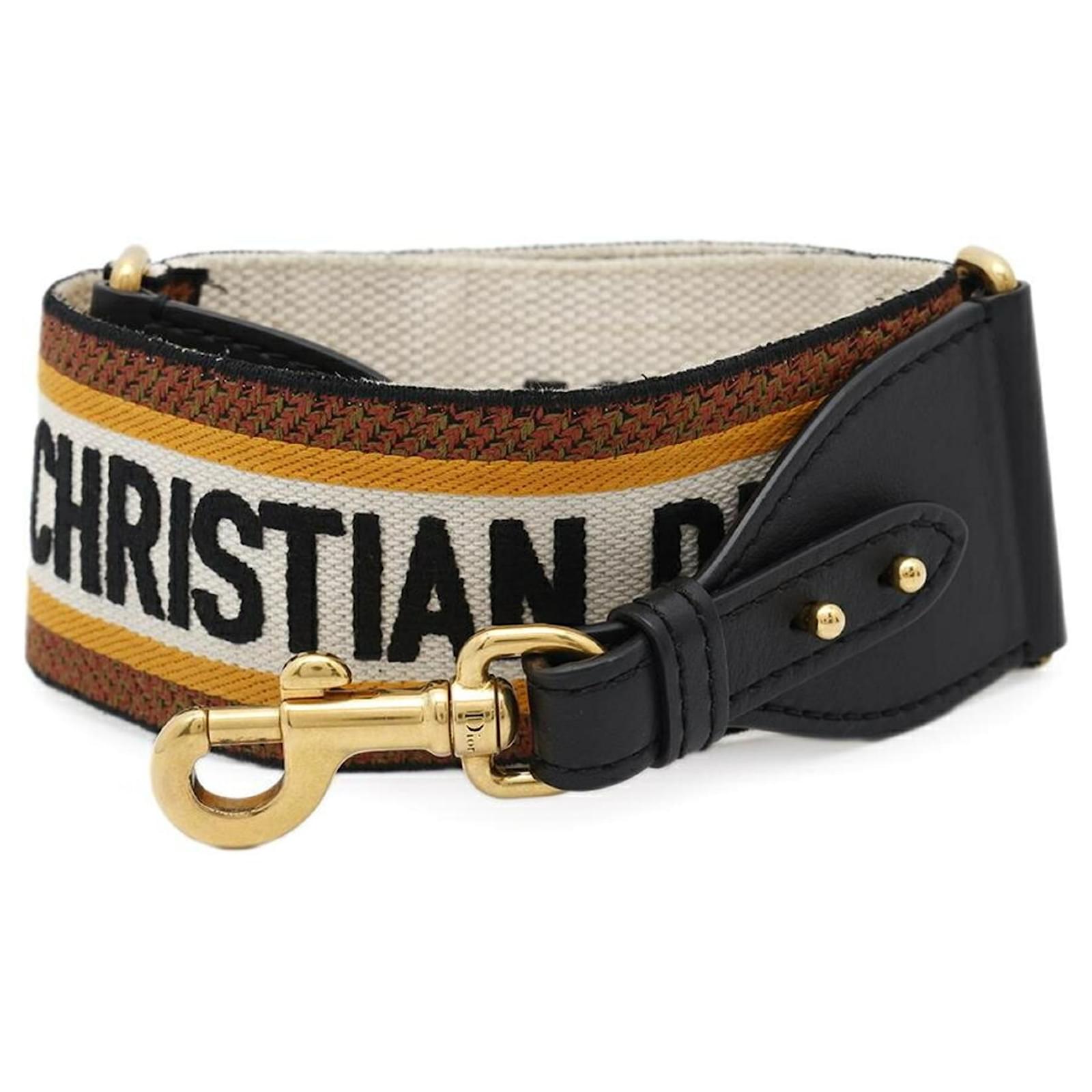 Christian Dior Shoulder Strap Brown Beige Leather Cloth  ref.2217115