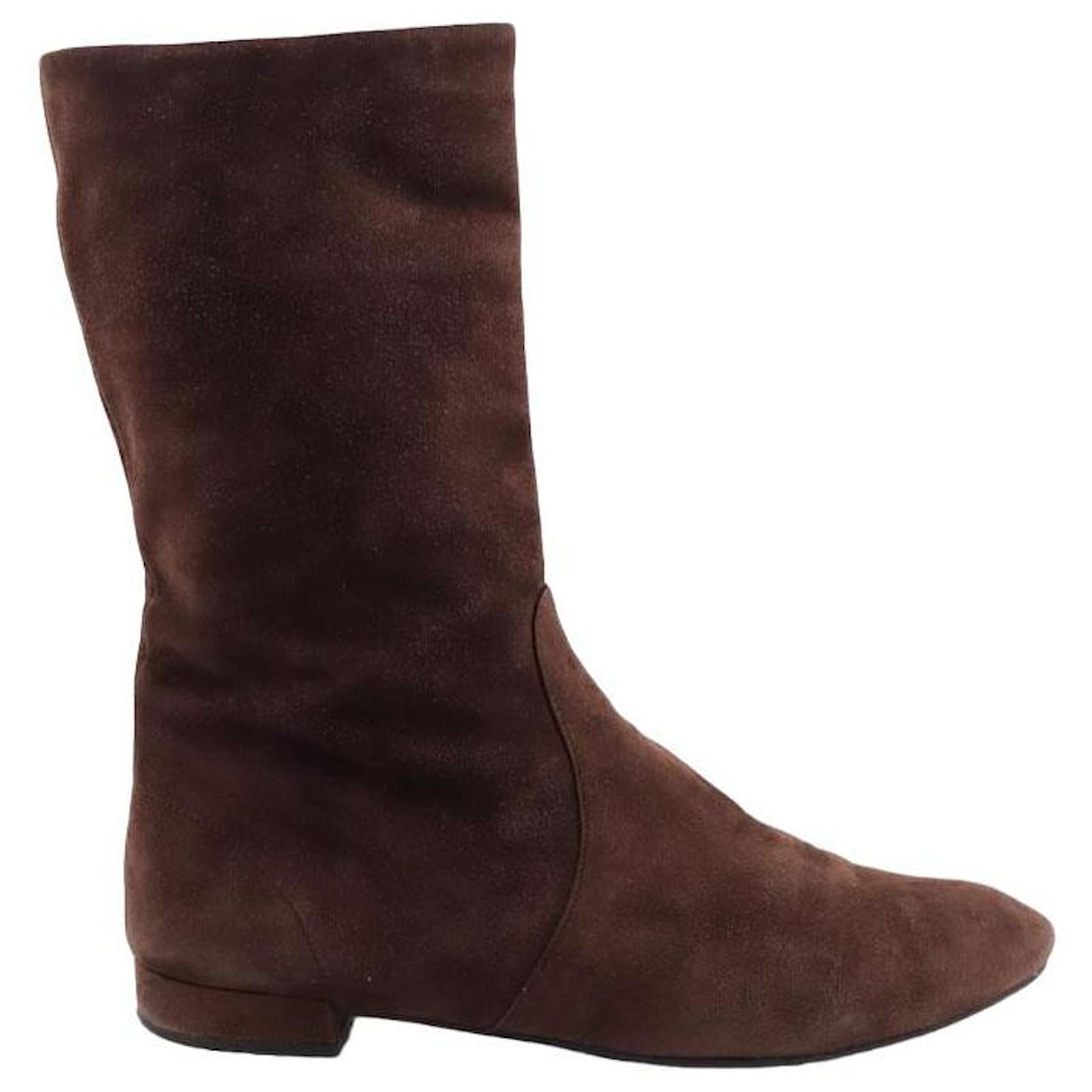 Prada Suede boots Brown Deerskin  ref.1708710