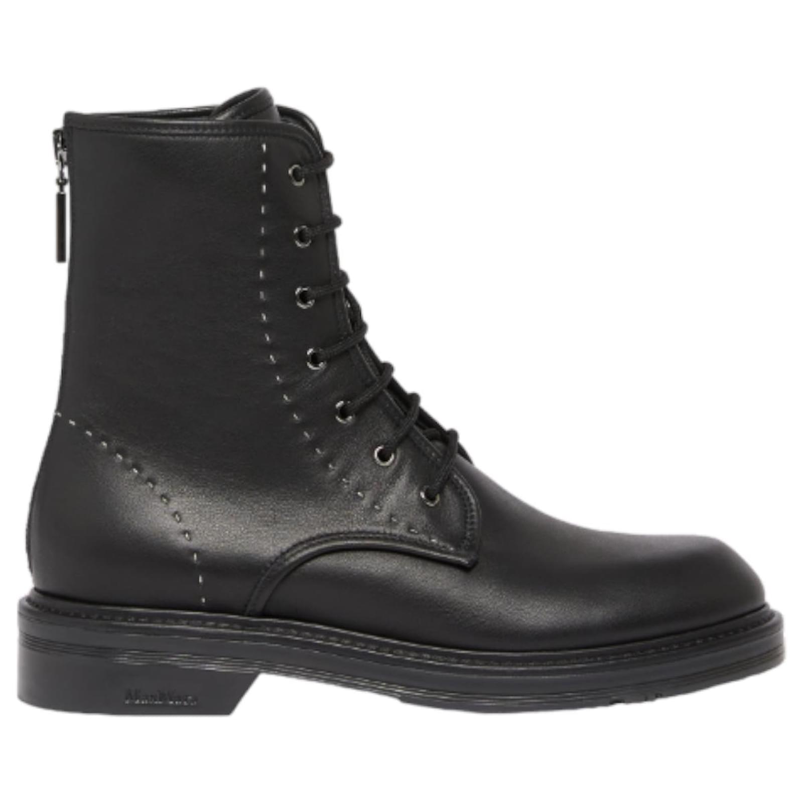 Autre Marque Max Mara Leather ankle boots 39 Black  ref.2211951