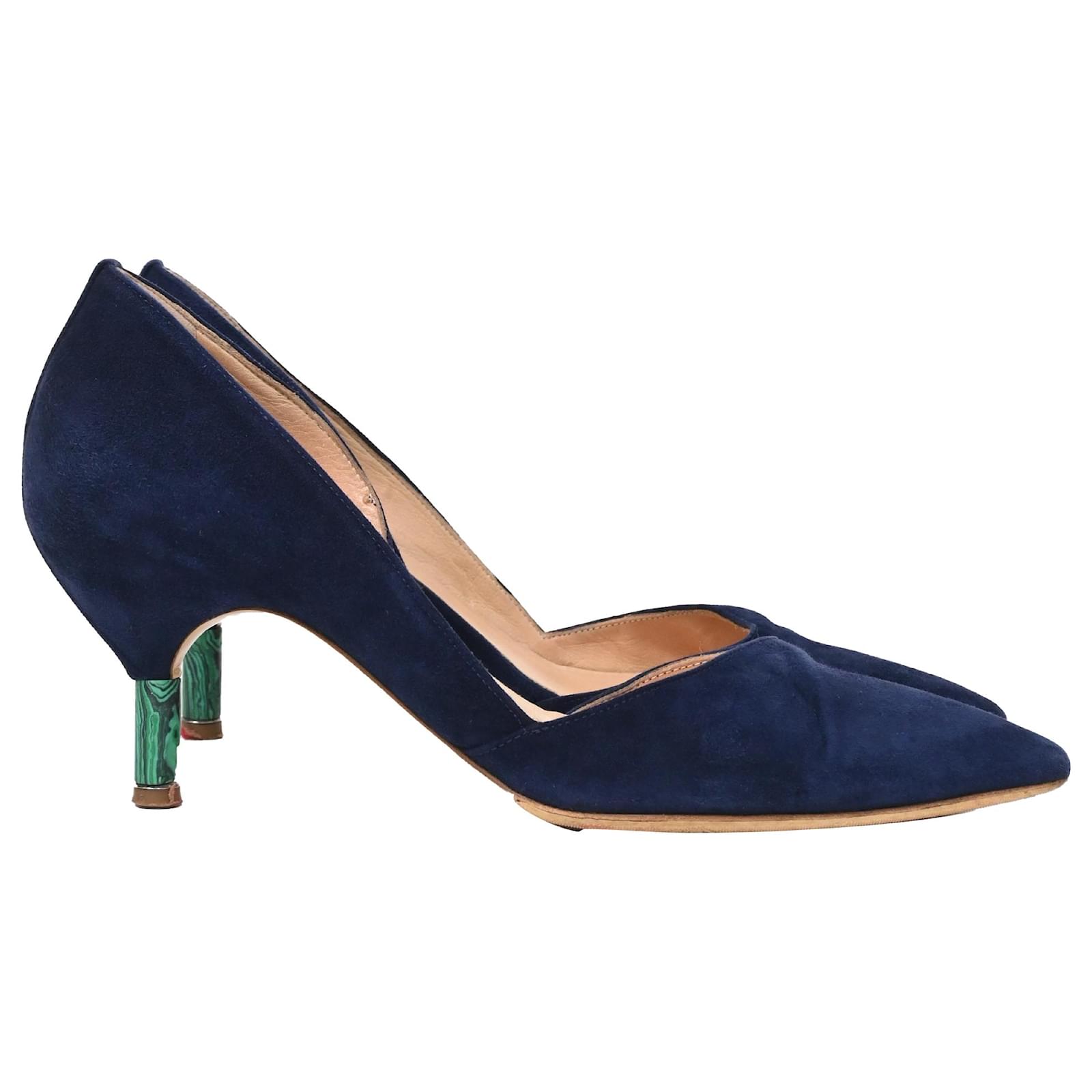  Gabriela Hearst Luzia Pointed Kitten Heel Pumps in Navy Blue Suede  ref.1890376