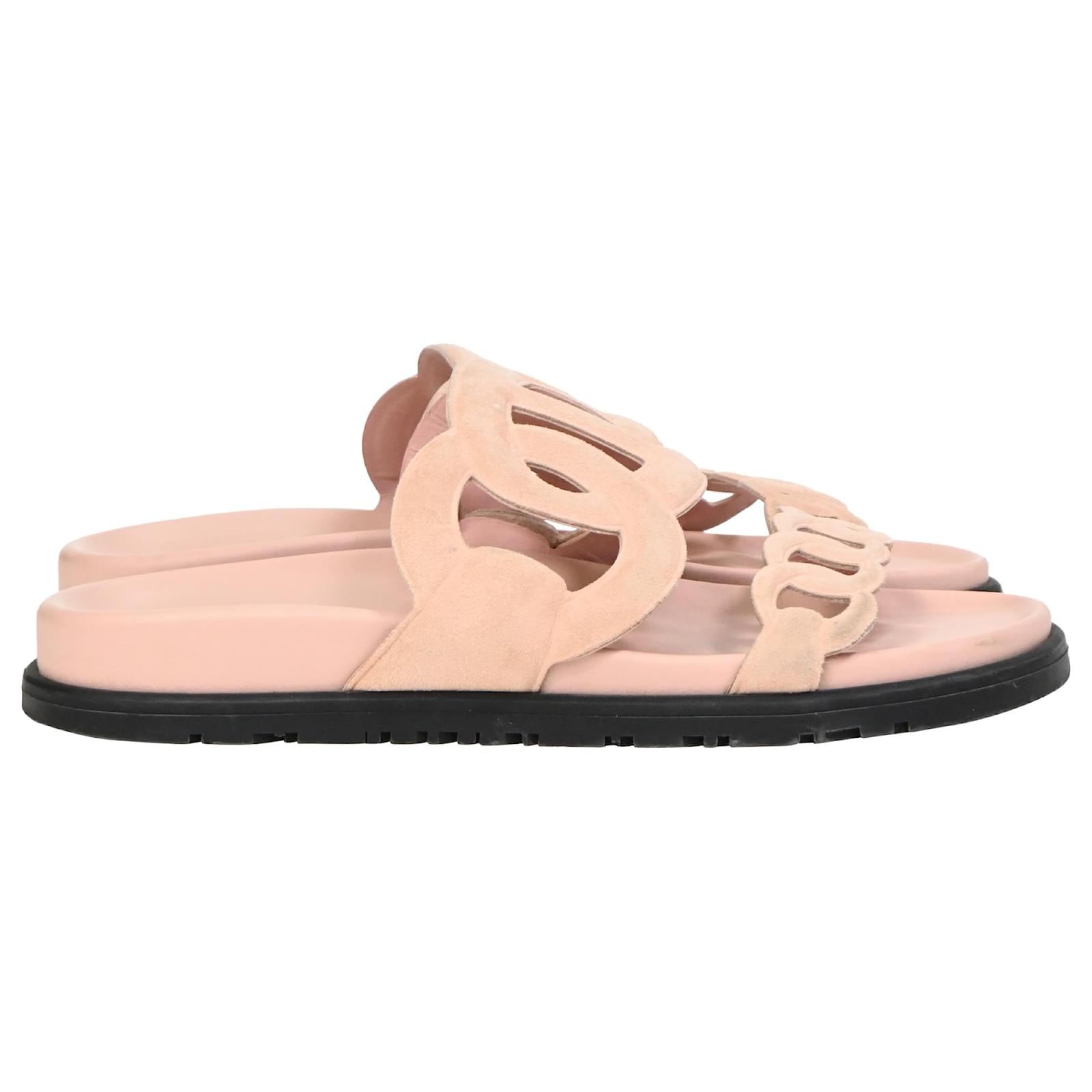 Hermès Extra Sandals in Pink Suede  Brown  ref.2214906
