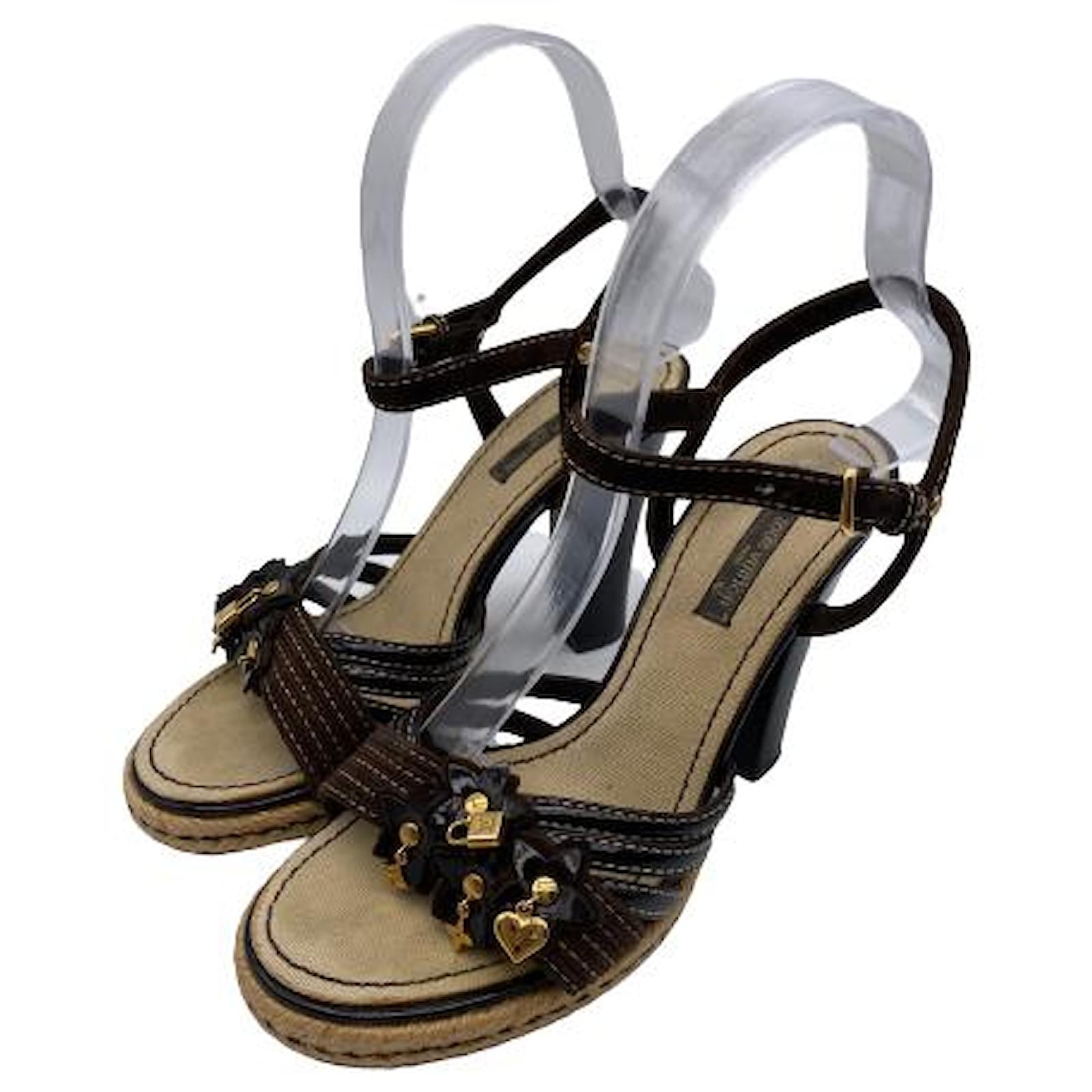 Louis Vuitton Sandales à talons Brown Leather  ref.2212786