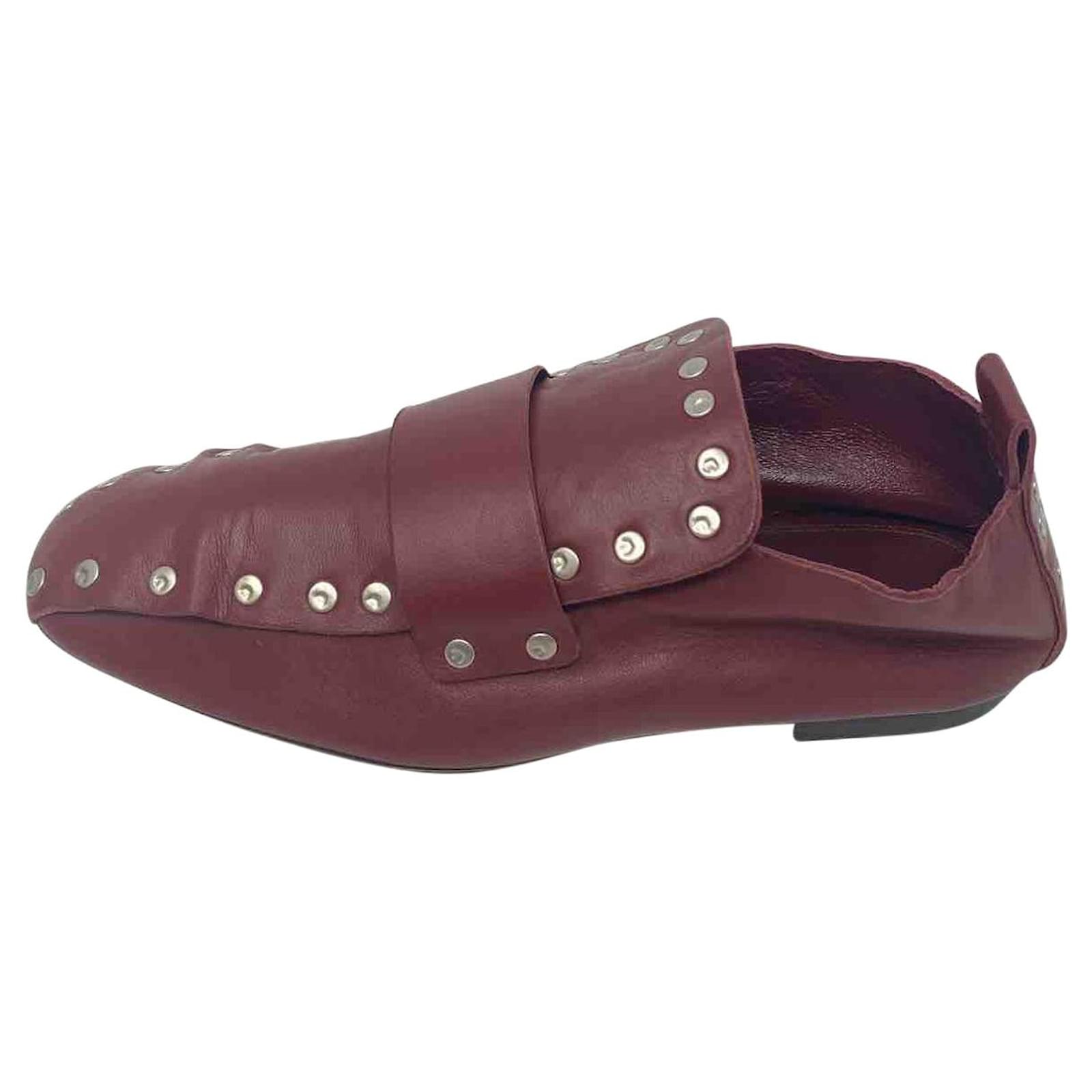 Céline Celine flat shoes - 36 Dark red Leather  ref.2211931