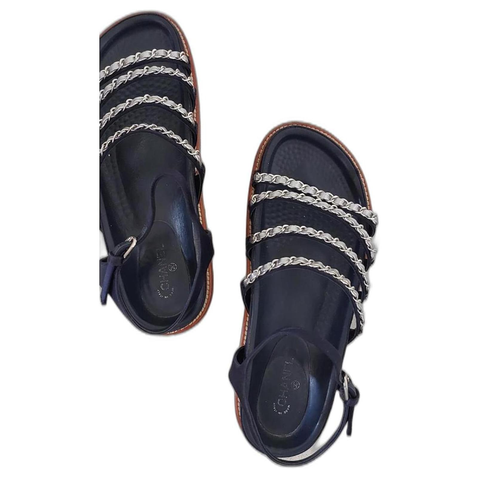 Chanel multi-strap sandals Black Leather  ref.1356405