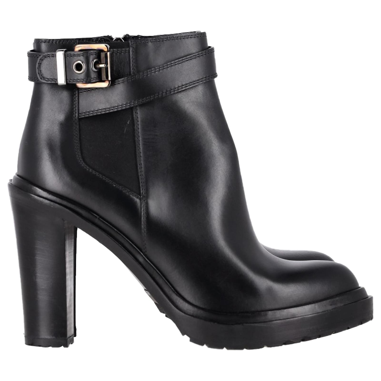  Sergio Rossi Block Heel Ankle Boots in Black Leather  ref.2204847