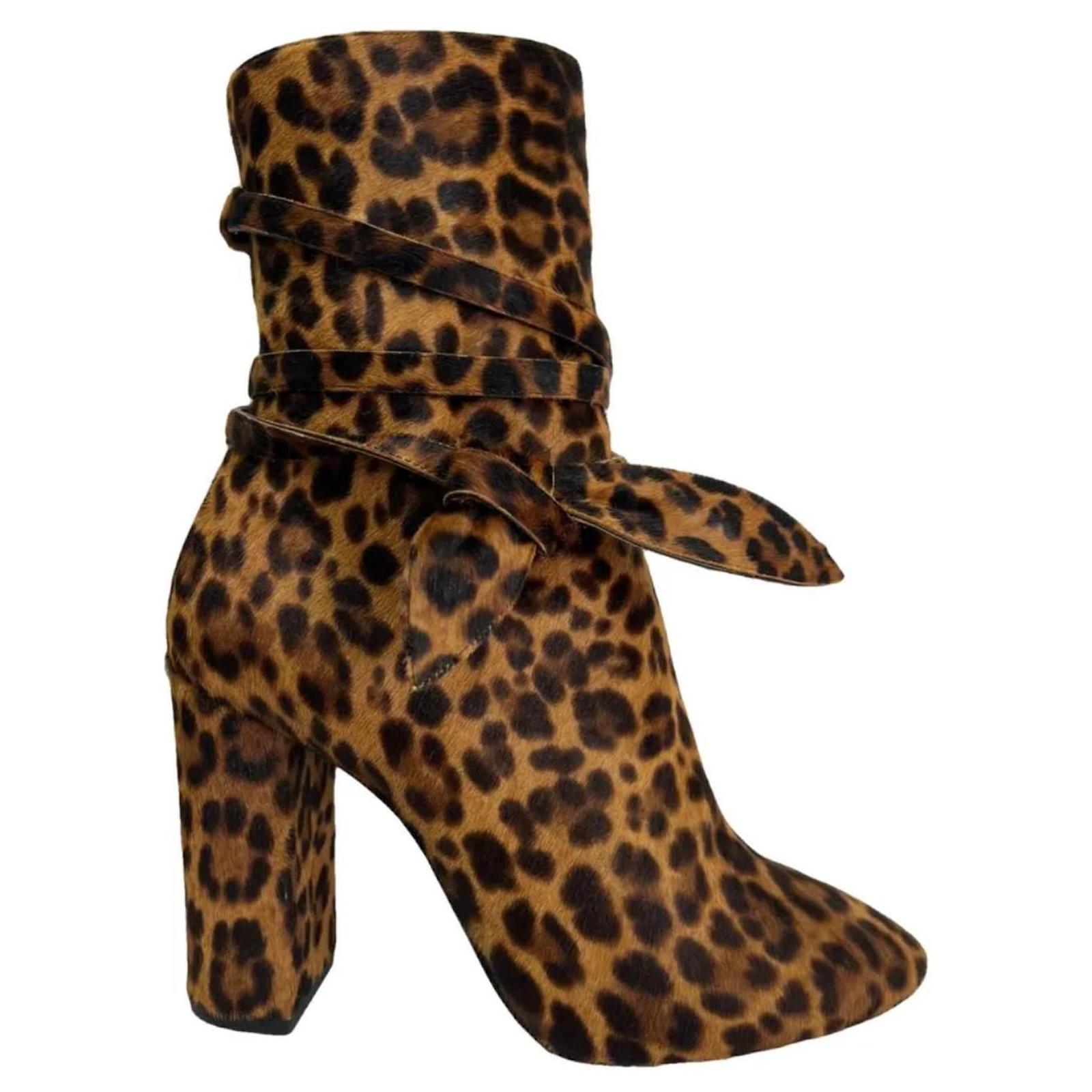 Saint Laurent ankle boots with pony effect 39.5 new Black Leather  ref.2200550
