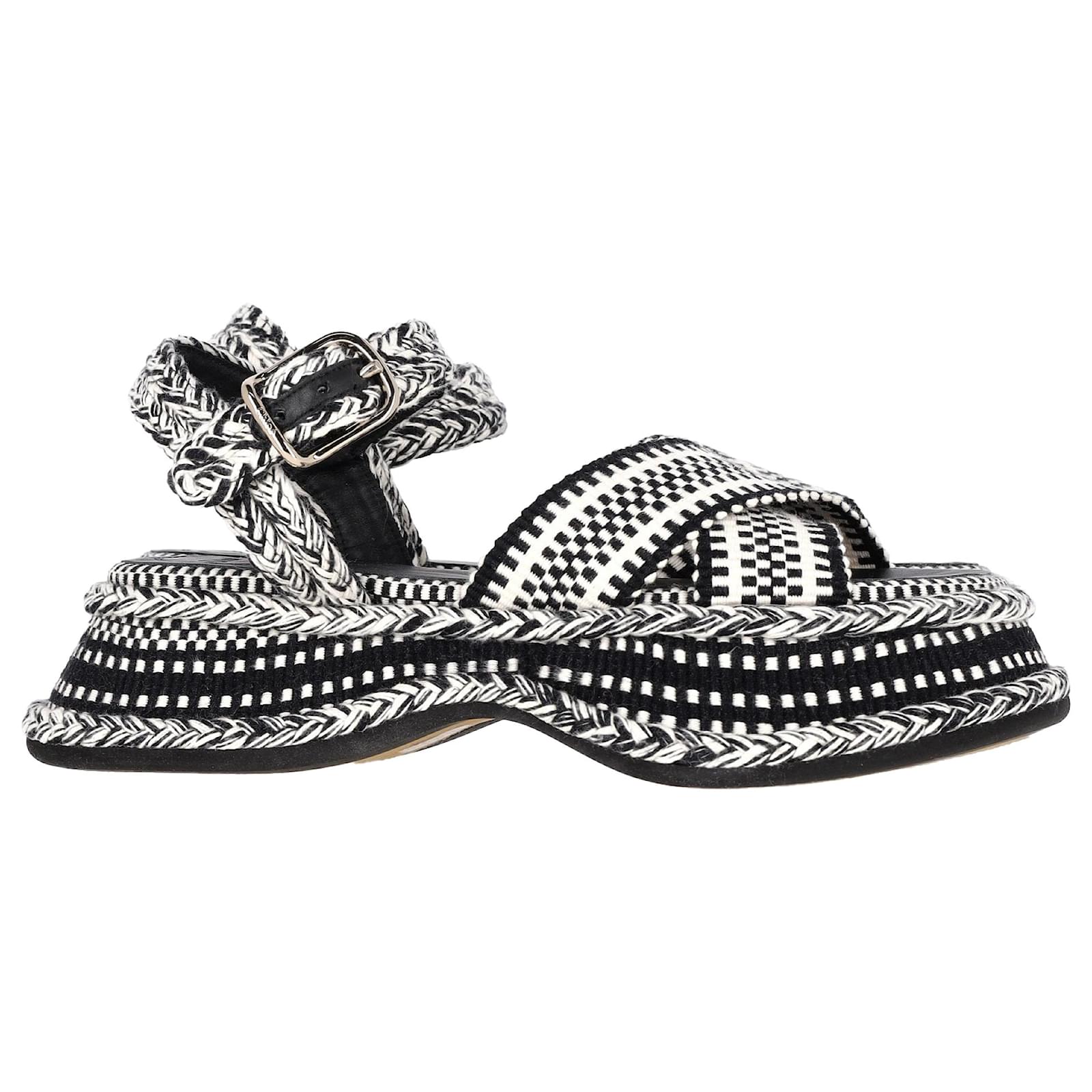  Chloé Meril Weaved Sandals in Black Cotton  ref.1558258