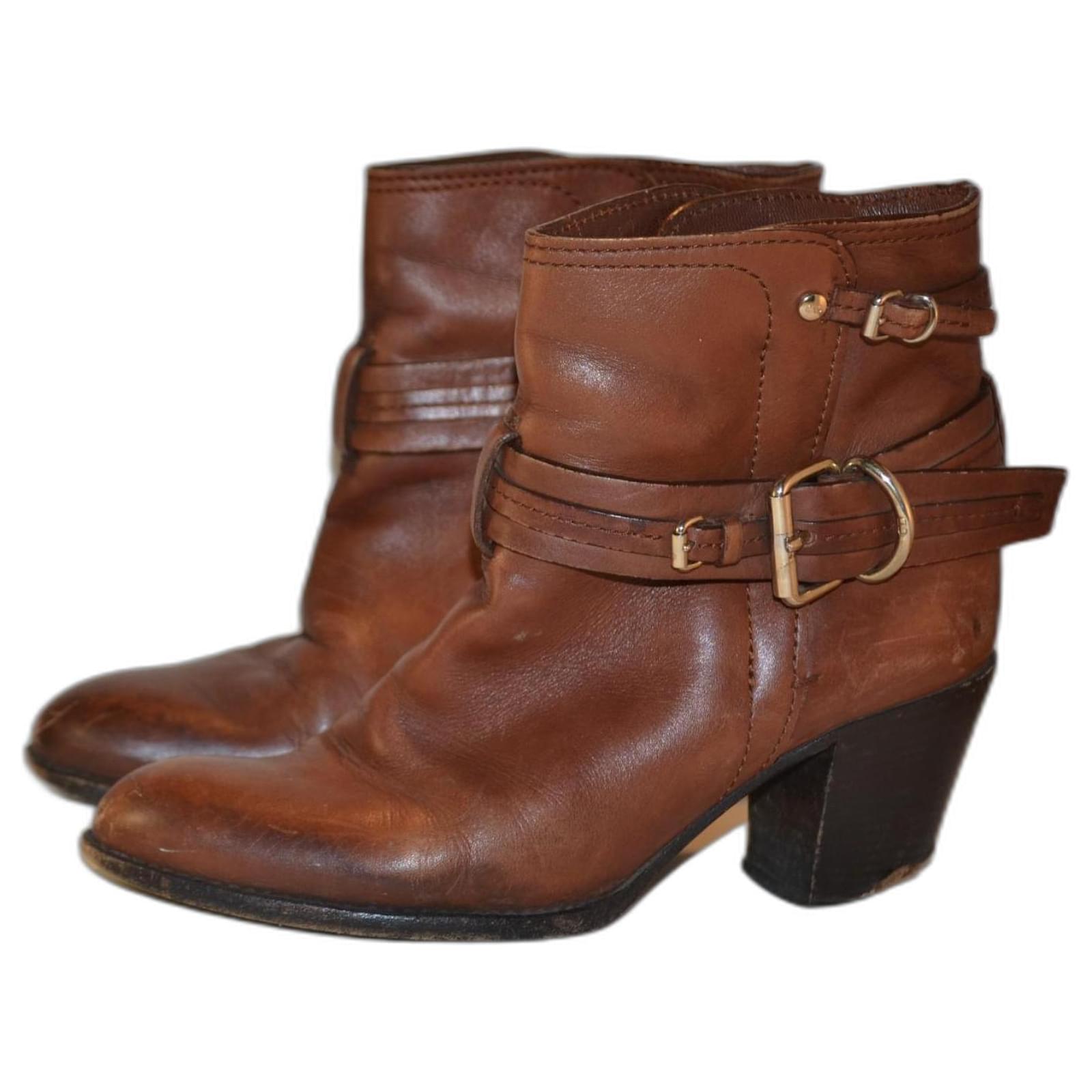 Dior ankle boots Brown Leather  ref.2197635