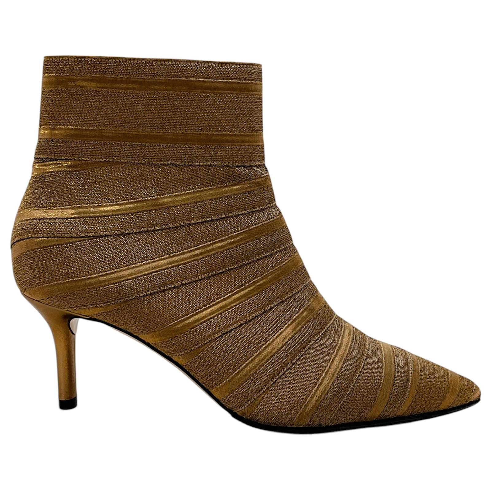 Casadei Gold Bandage Ankle Booties Golden Cloth  ref.2197715
