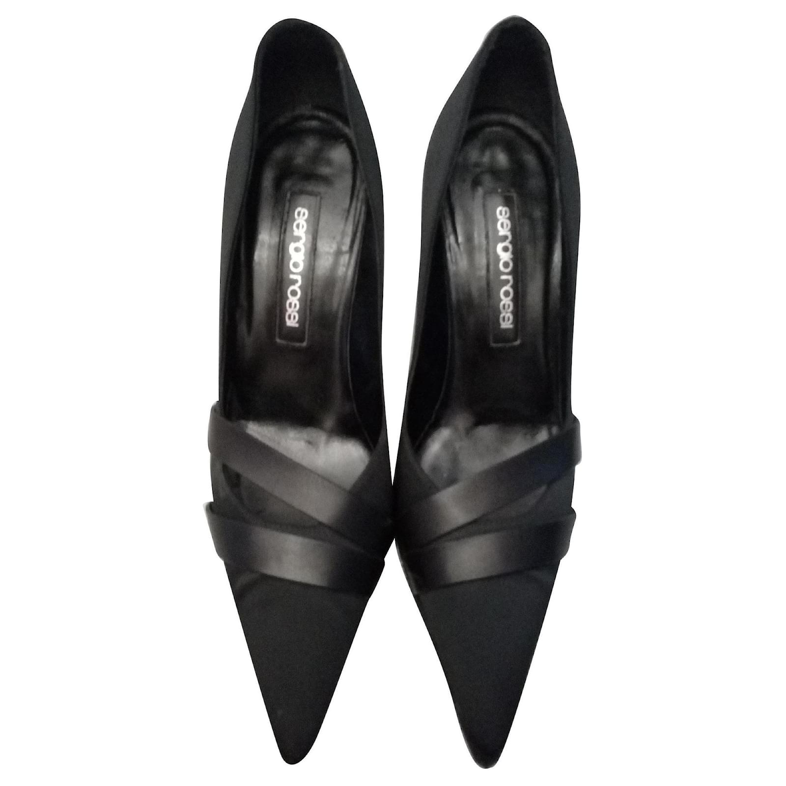 Sergio Rossi Leather and satin pumps Black  ref.167737