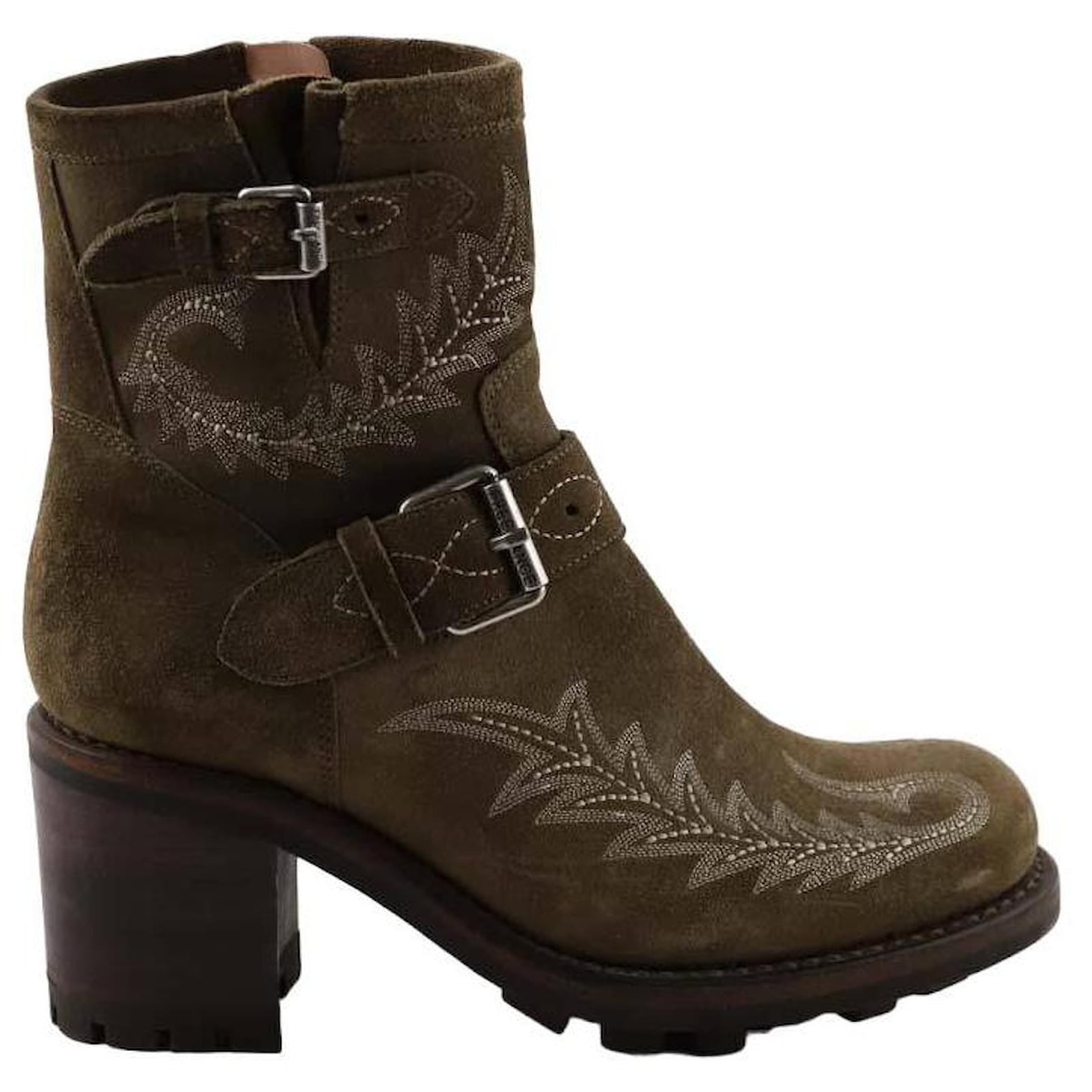 Free Lance Suede boots Khaki Deerskin  ref.1411753