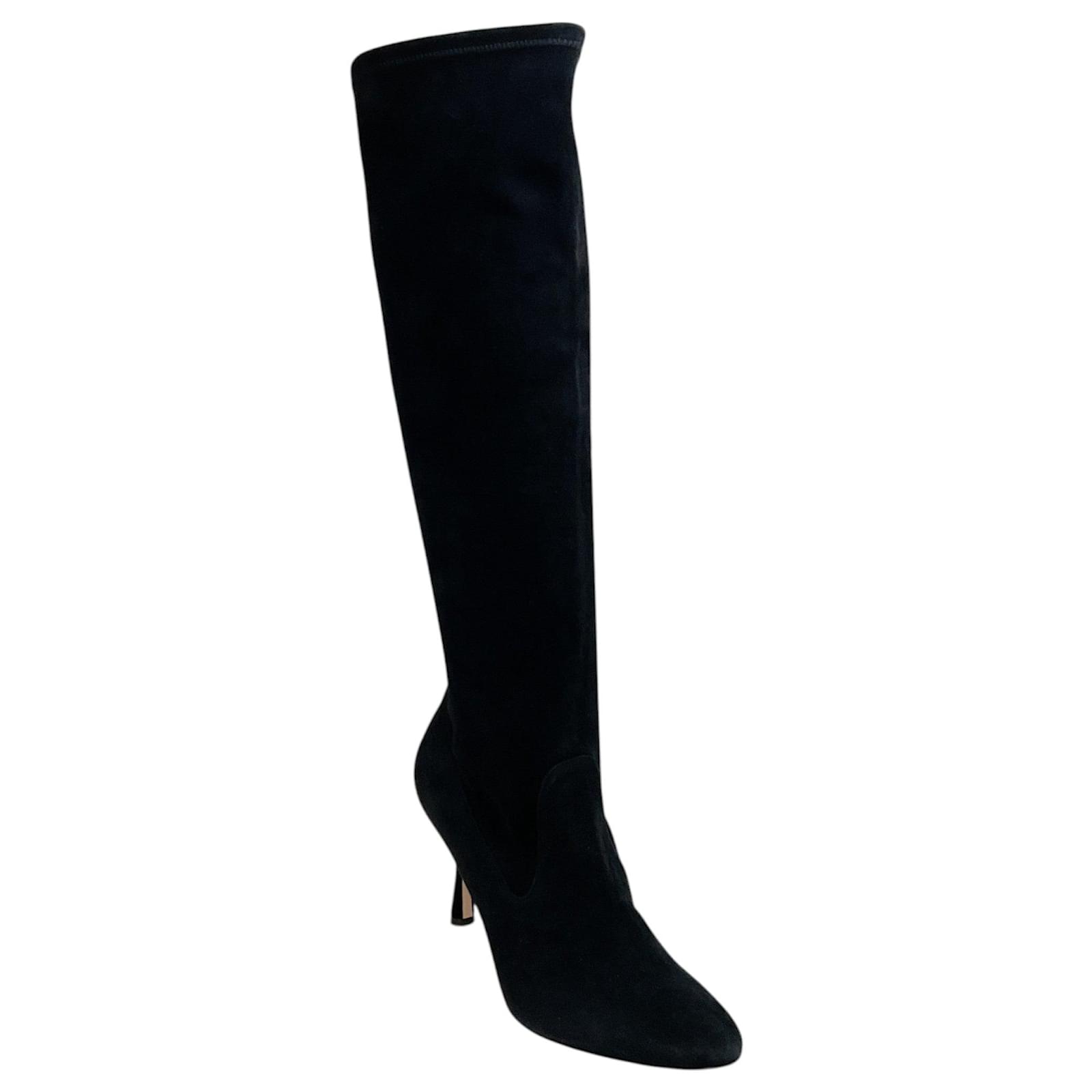 Manolo Blahnik Black Suede Pamfilo 90 Boots  ref.2196013
