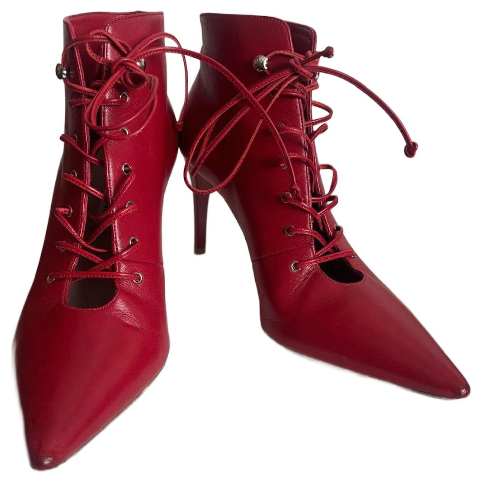 Miu Miu ankle boots Red Leather  ref.2192217
