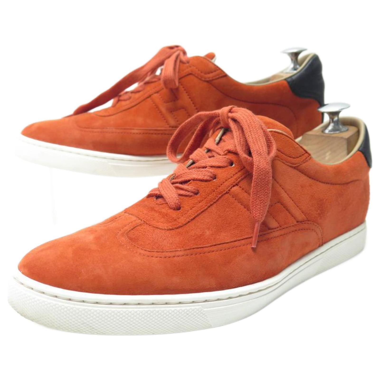 Hermès HERMES QUICKER SNEAKERS 39 GOAT VELVET ORANGE BOX SNEAKERS Goatskin  ref.784711