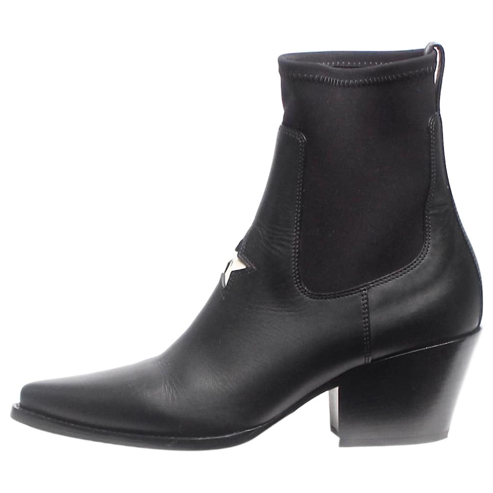 Christian Dior Black leather ankle boots - size EU 38  ref.2191476