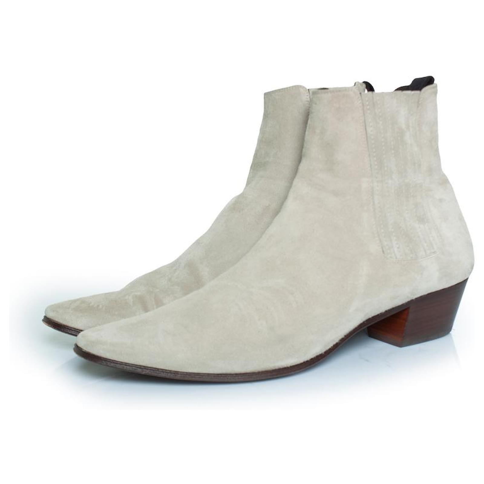 Saint Laurent, Grey suede west Chelsea boots  ref.2190910