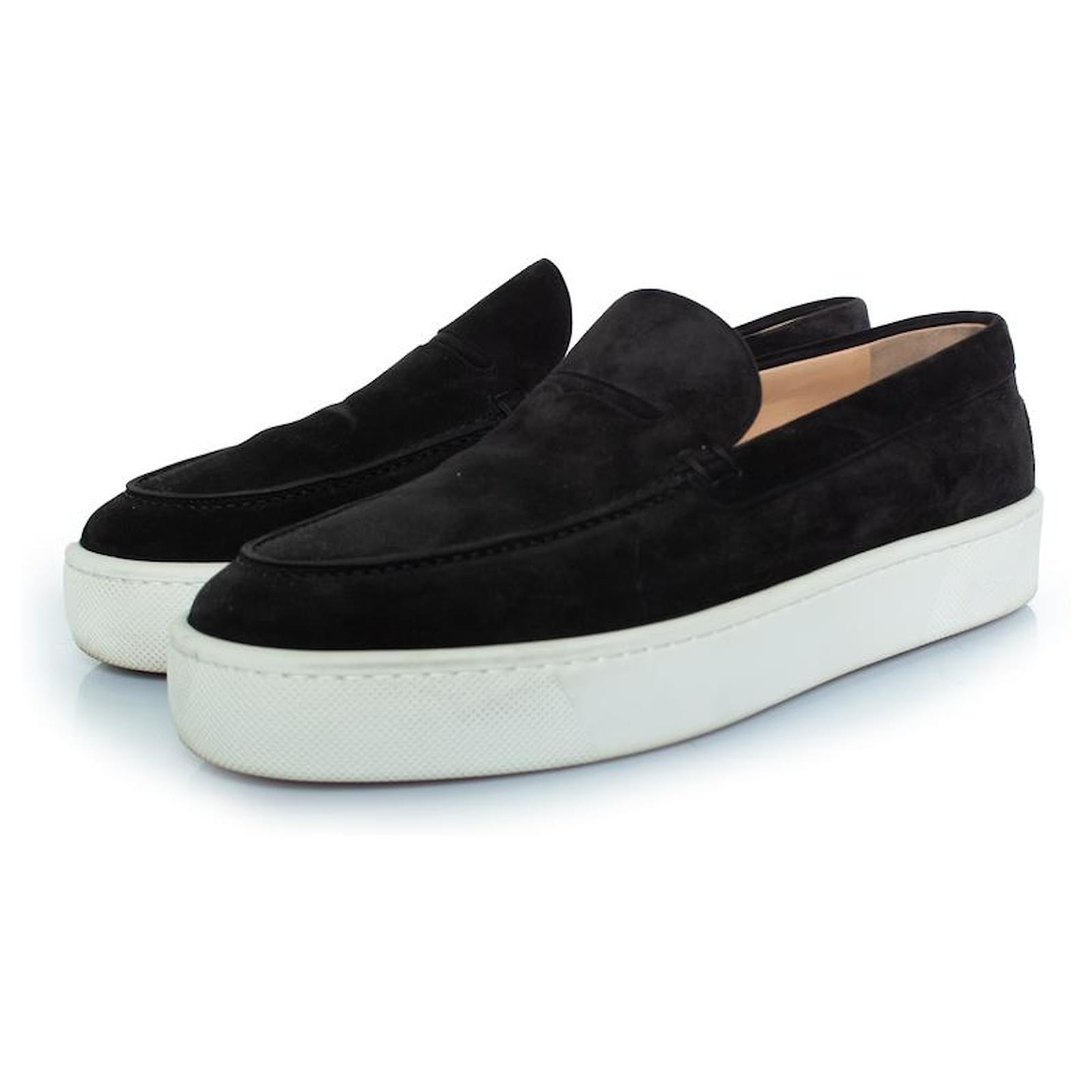 Christian Louboutin, Paqueboat velour trainers Black Suede  ref.2190882