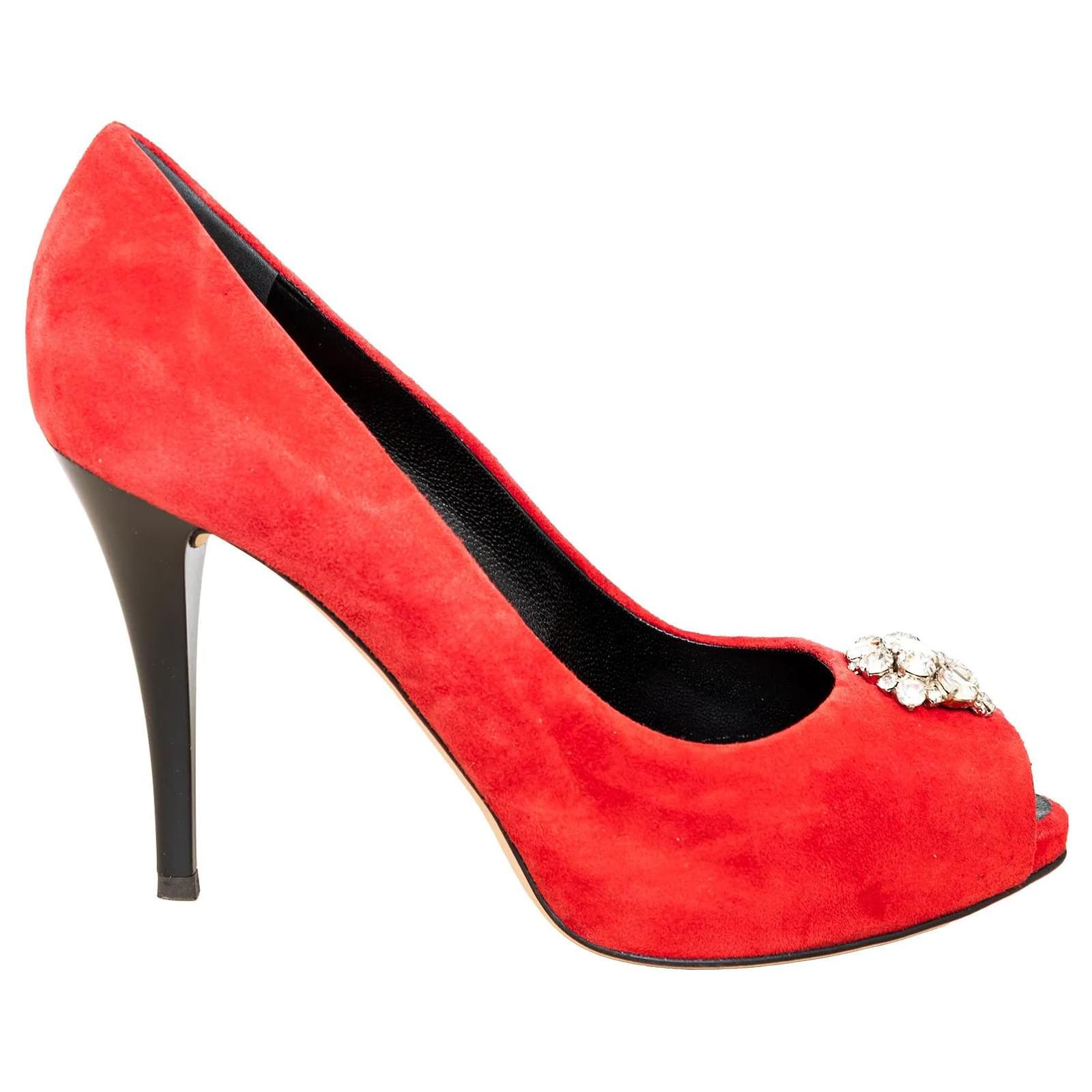Giuseppe Zanotti Embellished Suede Pumps Red  ref.2189822