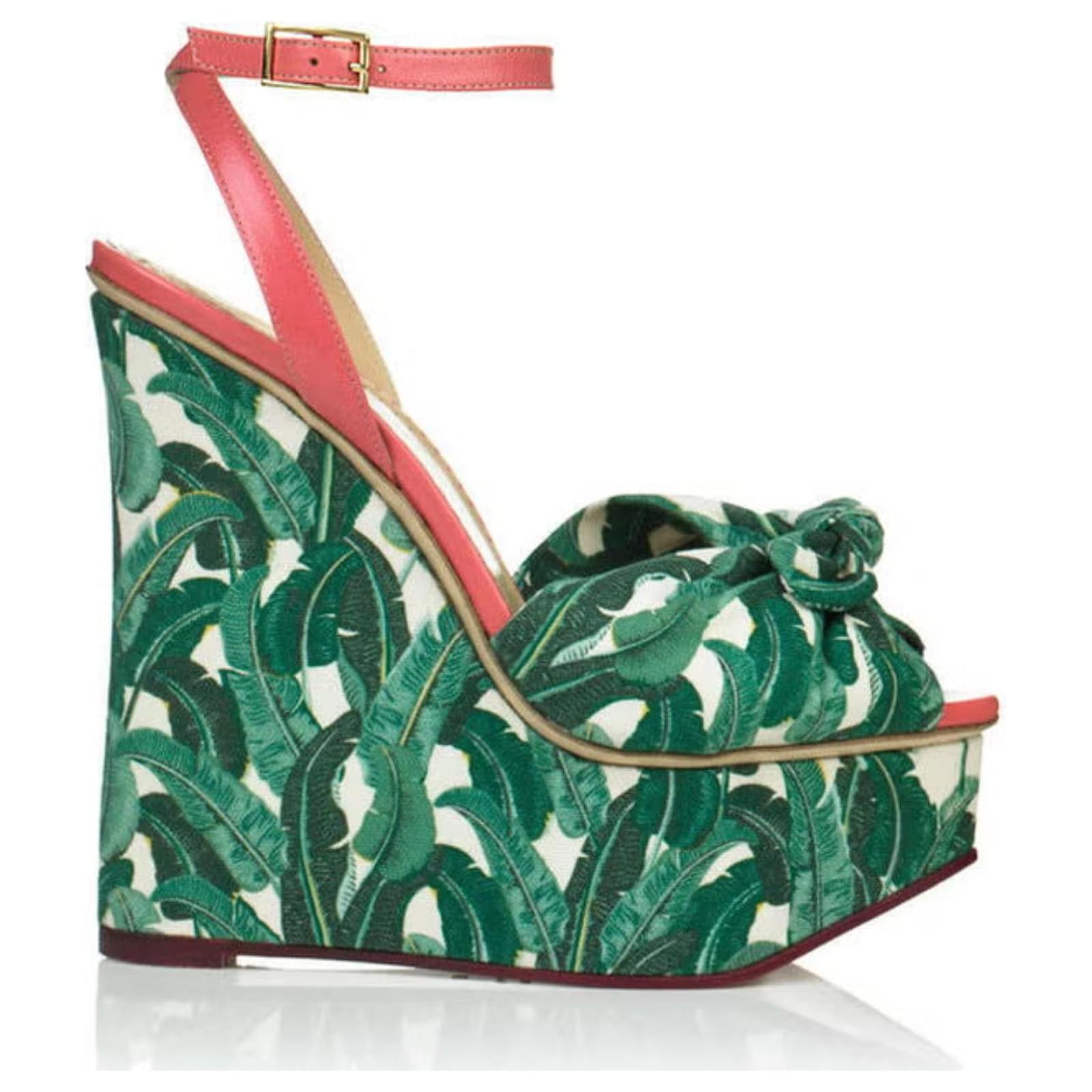 Charlotte Olympia Sandals Green Cloth  ref.2187713