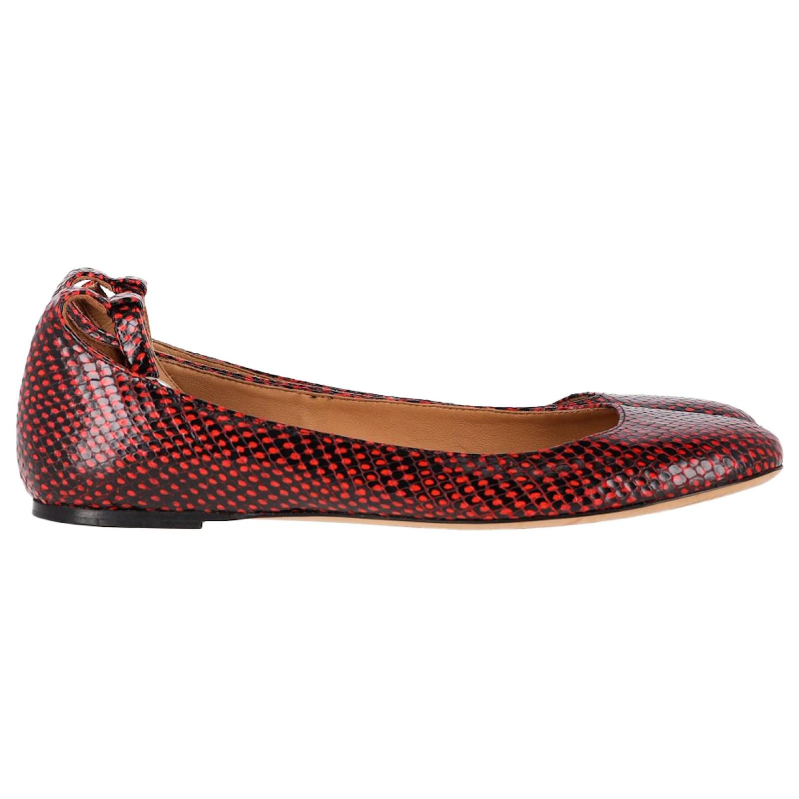 Isabel Marant Etoile Lili Python-Effect Ballet Flats in Red Leather  ref.2184624