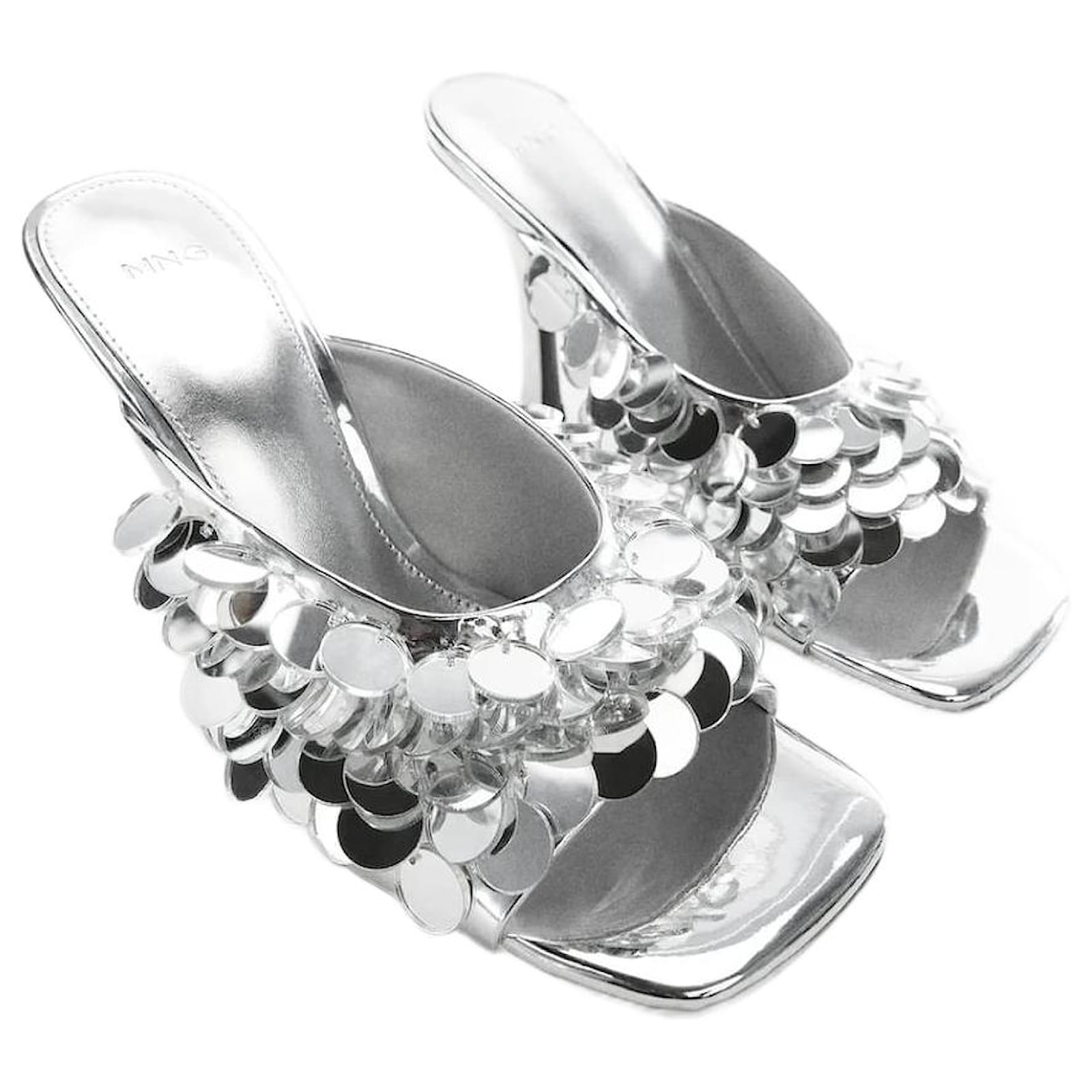 Mirror mules by Mango Silvery Synthetic  ref.2163890