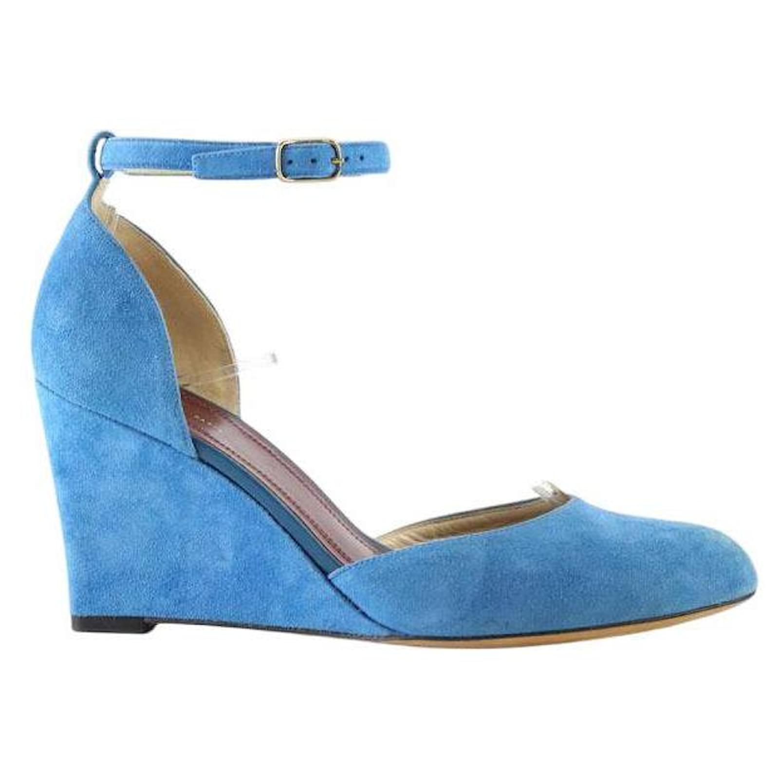 Céline Suede heels Blue Deerskin  ref.2172567