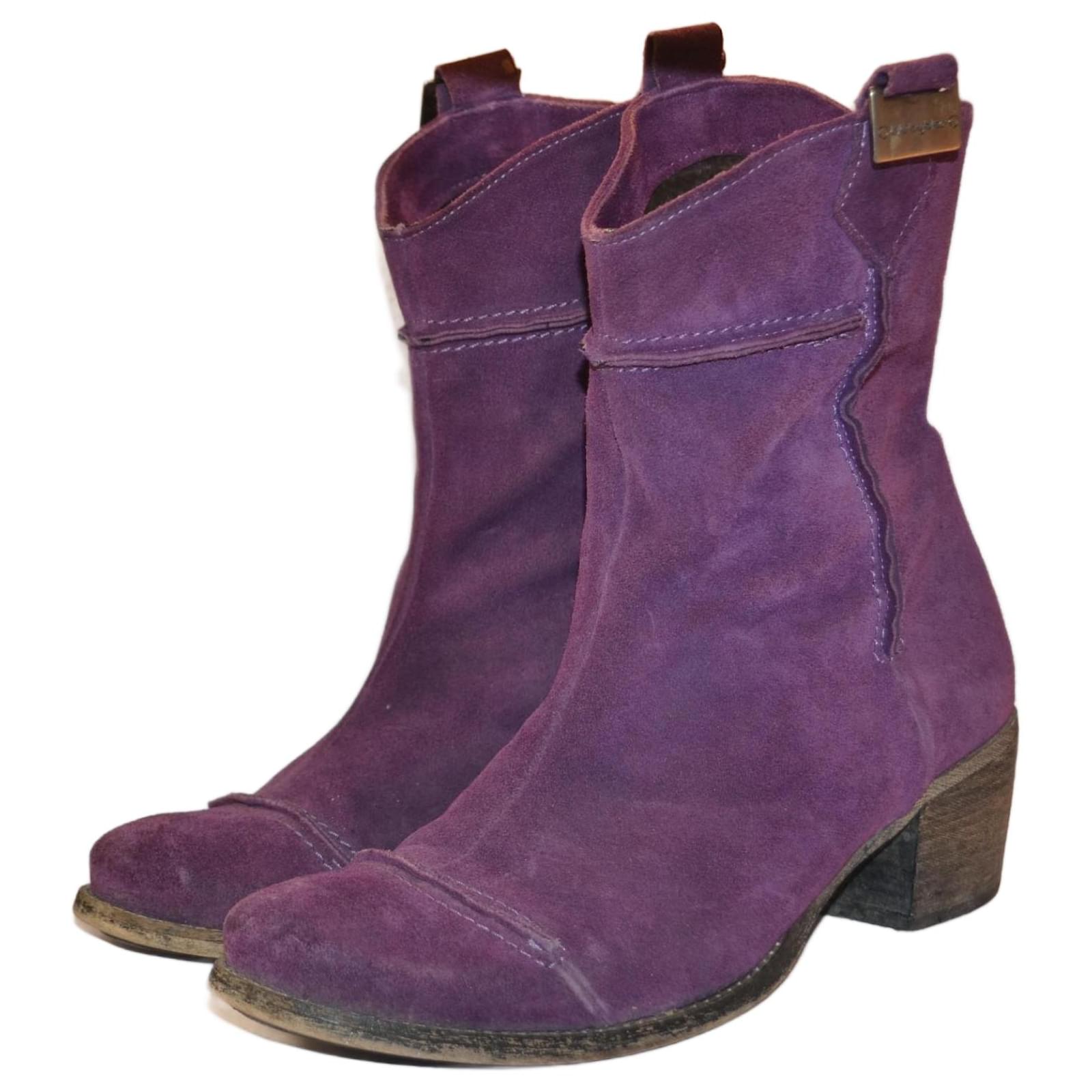 Byblos ankle boots Dark purple Deerskin  ref.2163883