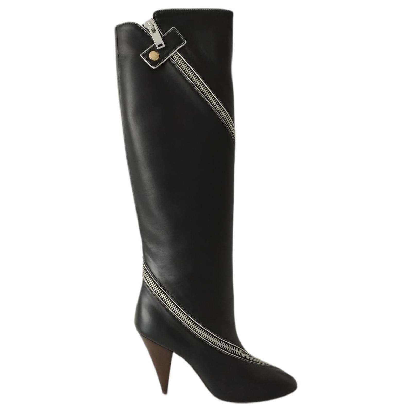 Céline Zip Nappa black leather boots  ref.502489
