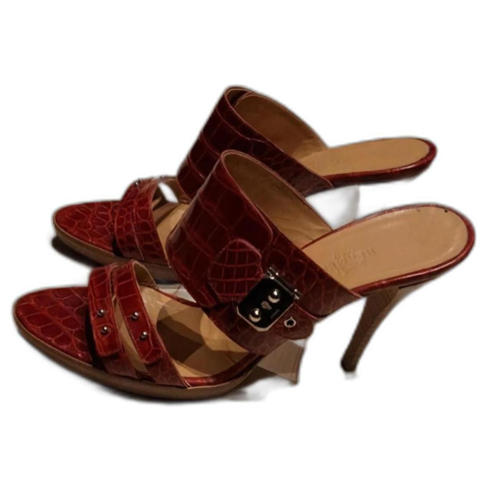 Hermès Bordeaux Crocodile Mules Size 41 Dark red Exotic leather  ref.2154133