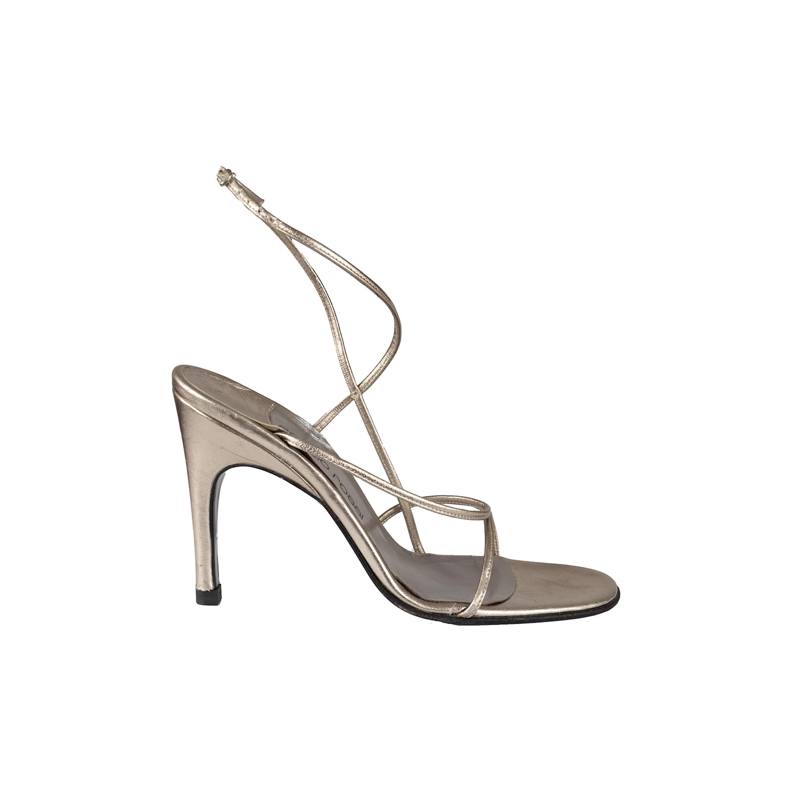 Sergio Rossi Strappy Heels Silvery Leather  ref.1024002