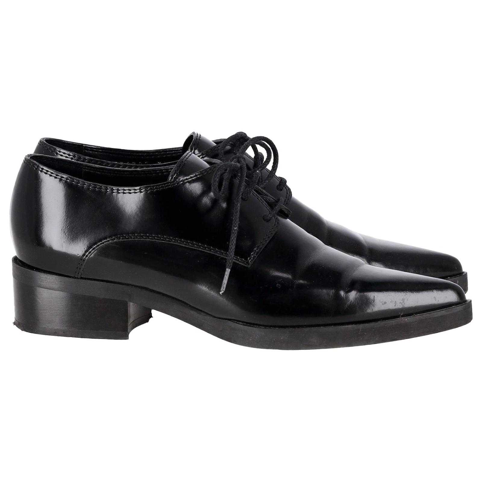 Stella Mc Cartney Stella McCartney Lace-Up Loafers in Black Leather Acrylic  ref.1211702
