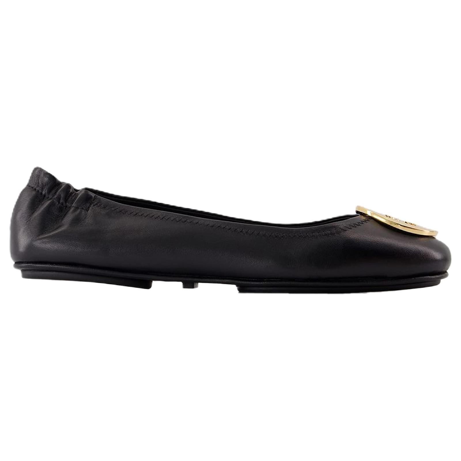 Minnie Travel Ballerinas - Tory Burch - Leather - Black Lambskin  ref.2155032