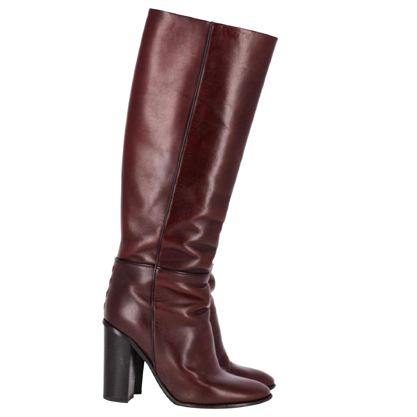 Proenza Schouler Knee Boots in Burgundy Leather Red Dark red  ref.1182691