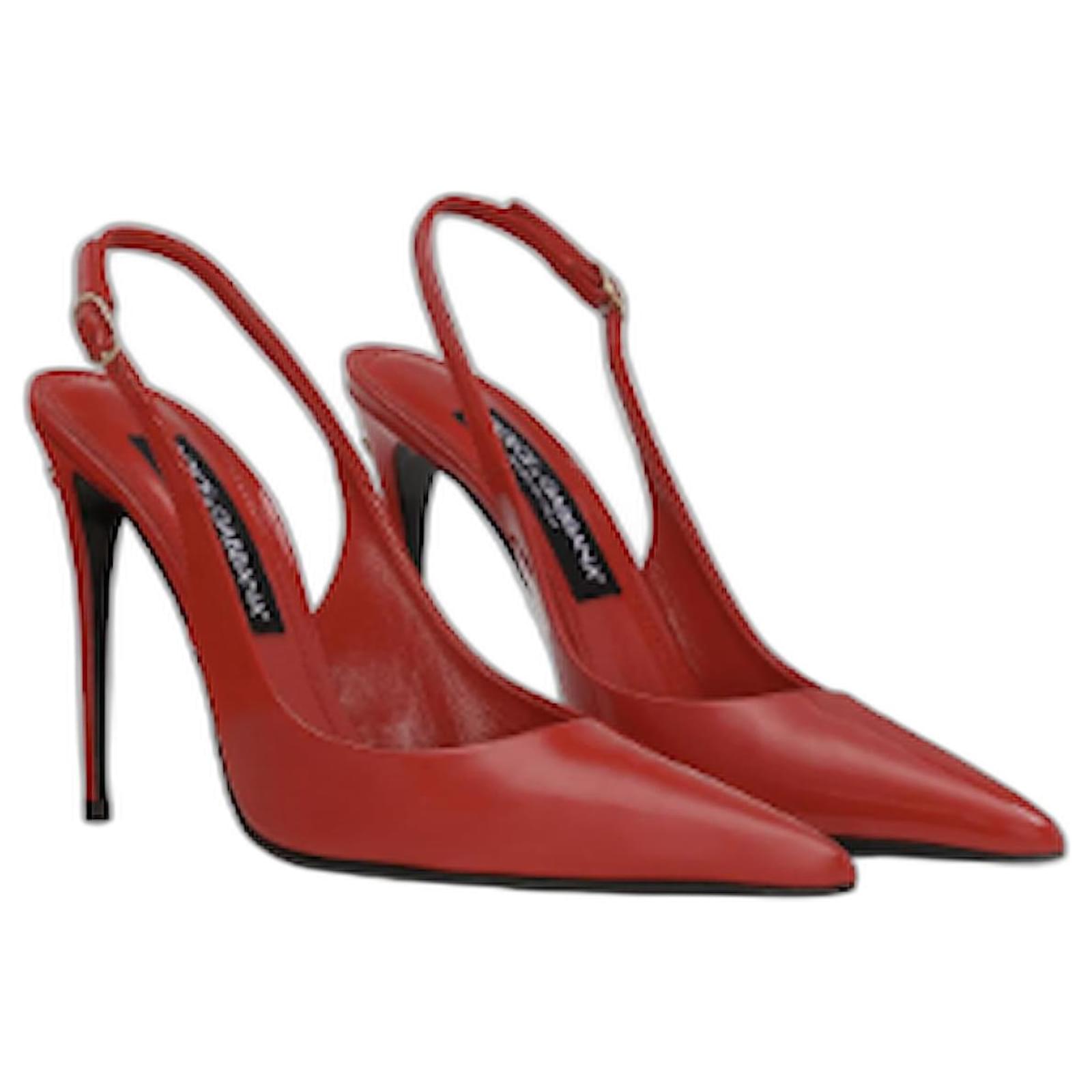 Dolce & Gabbana Chaussures Slingbacks en cuir verni Red Patent leather  ref.2150678
