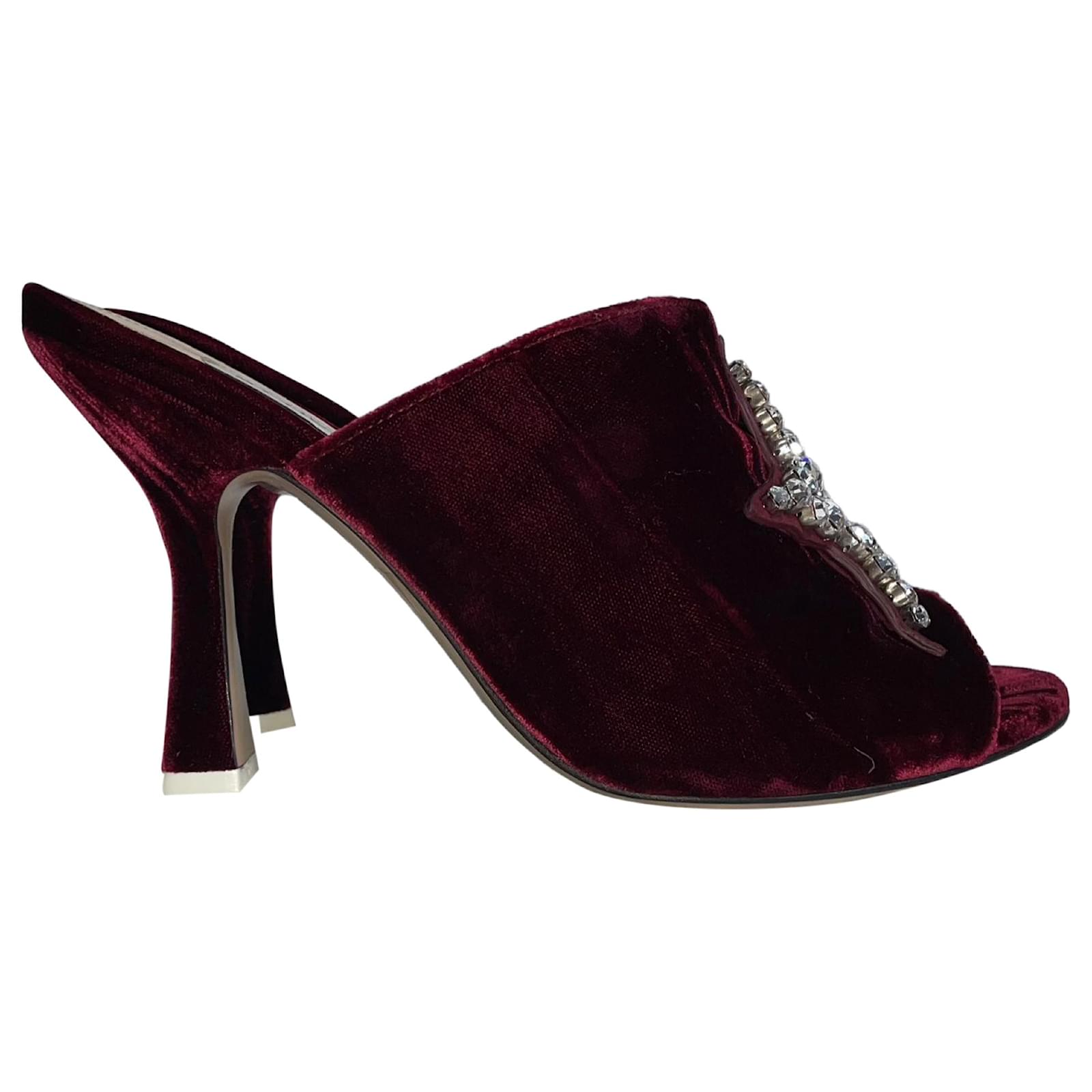  The Attico Embellished Star Heeled Mule Sandals in Burgundy Velvet Red Dark red  ref.1830899