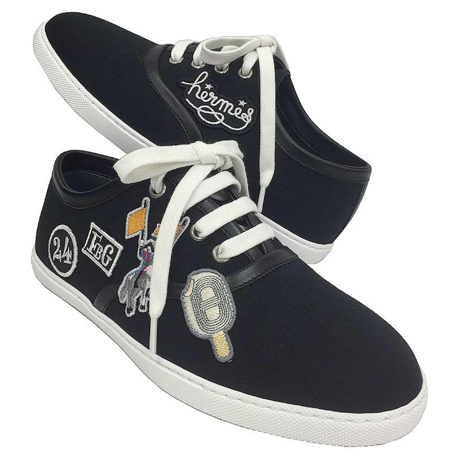 Hermès Hermes Women's Sneakers Innocent Embroidered Patch Black  ref.2151793