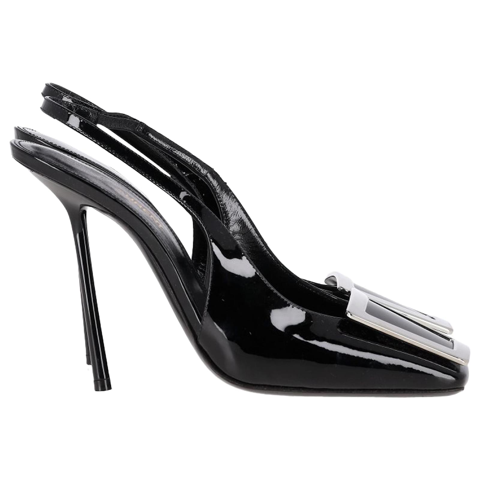  Saint Laurent Pablo Slingback Pumps in Black Leather Patent leather  ref.2151049