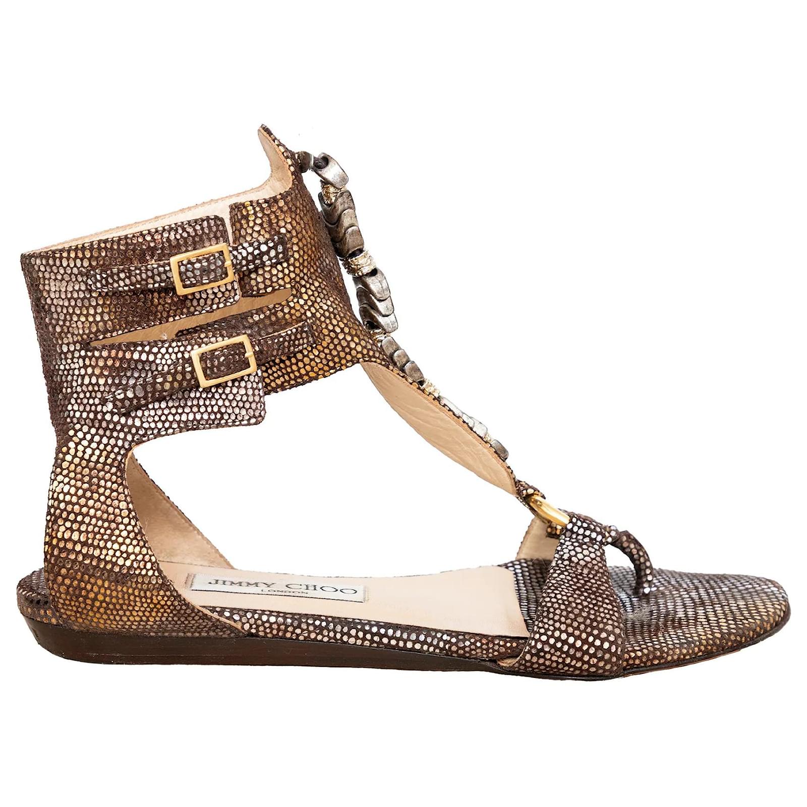 Jimmy Choo Embossed Strappy Sandals Multiple colors Suede  ref.2148078