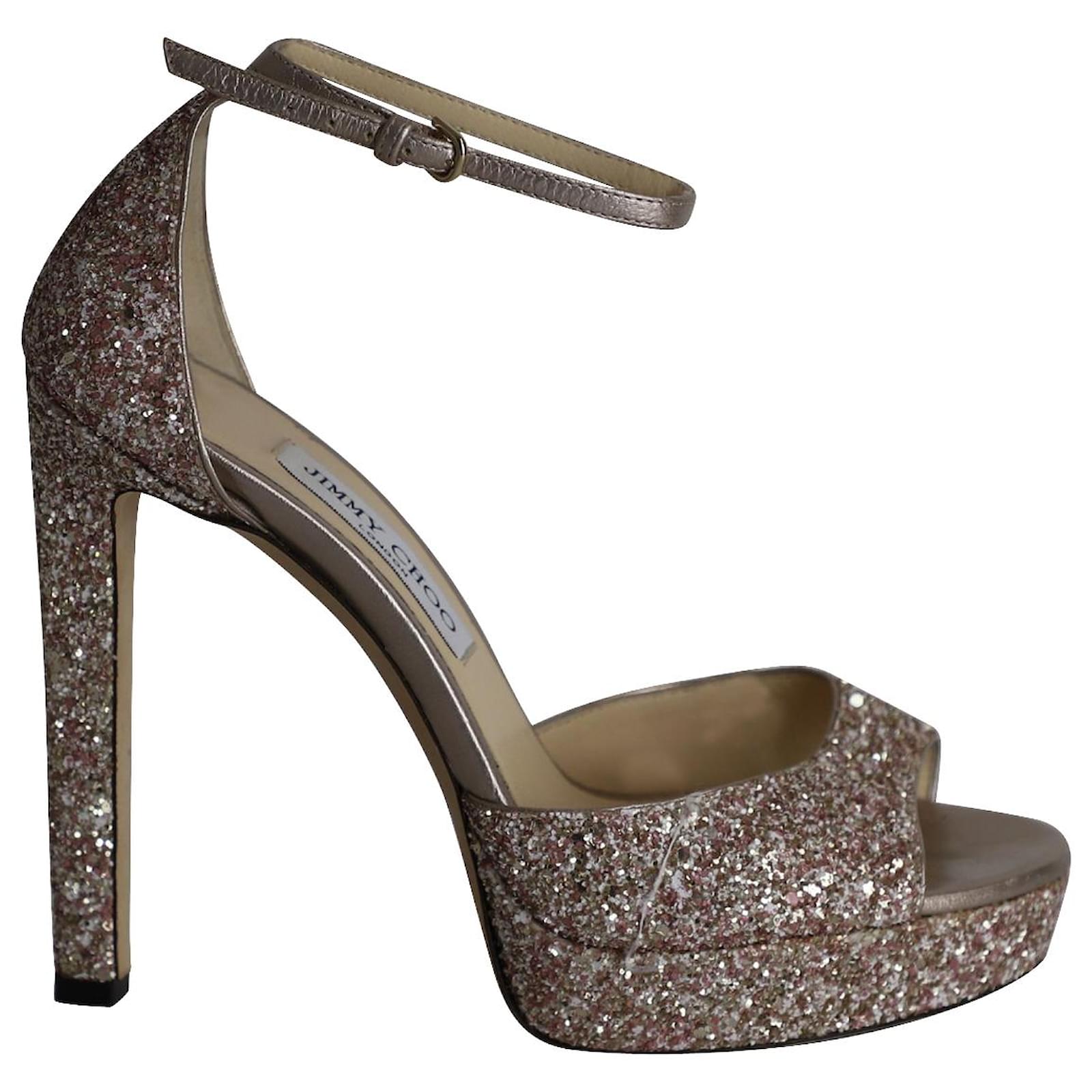 Jimmy Choo Platform Sandals in Pink Glitter  ref.1014508
