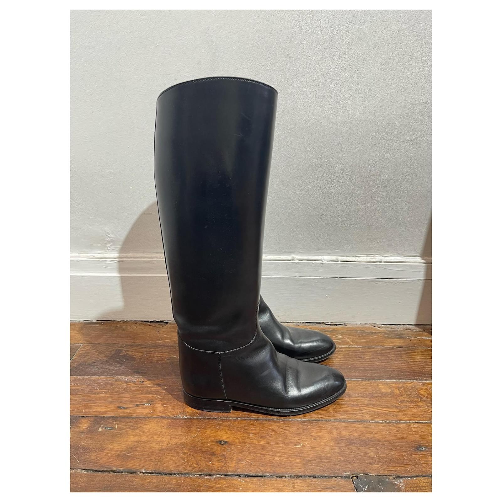 Hermès HERMES Boots T.EU 37.5 Leather Black  ref.2140210